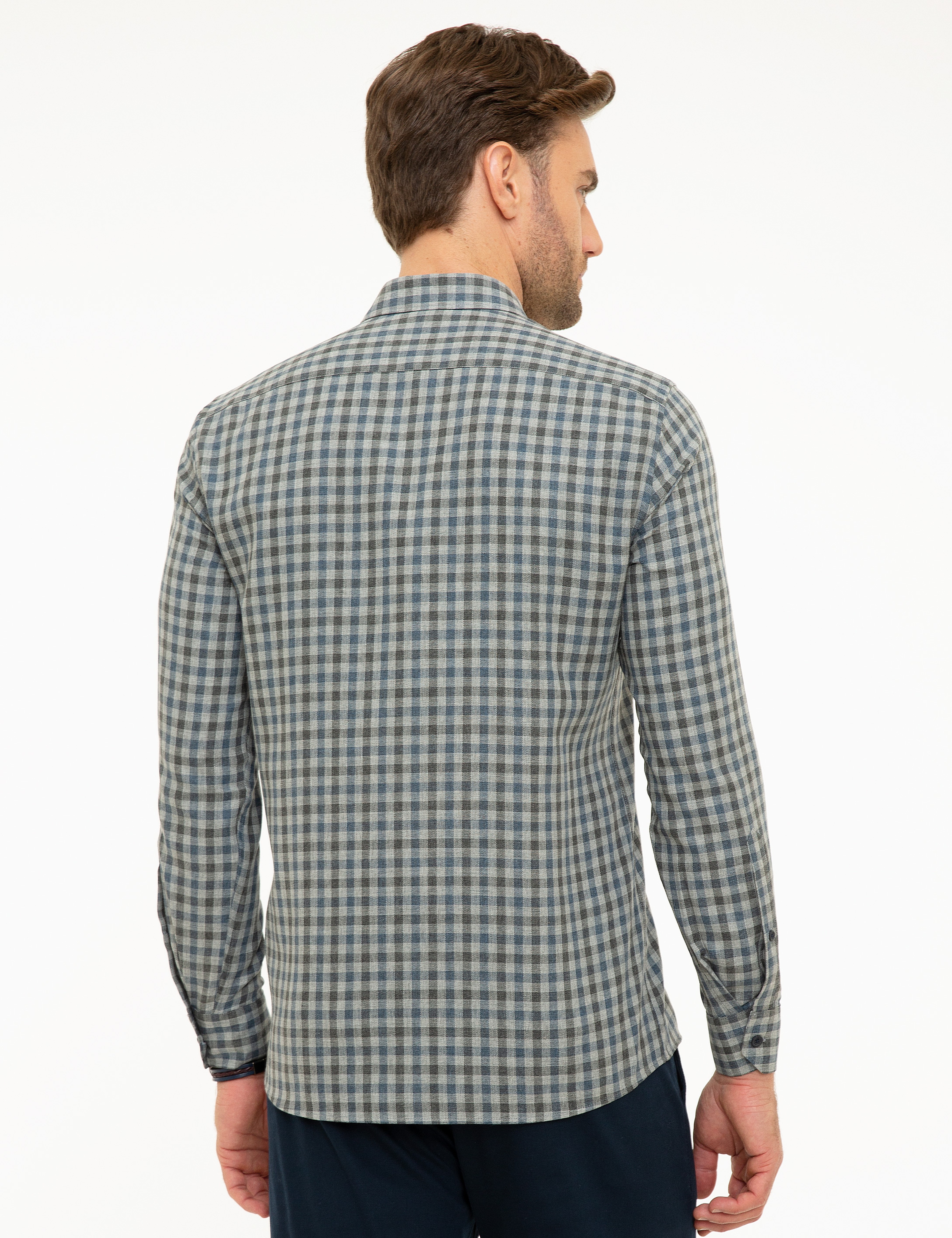 Gri Slim Fit Gömlek - Image 3