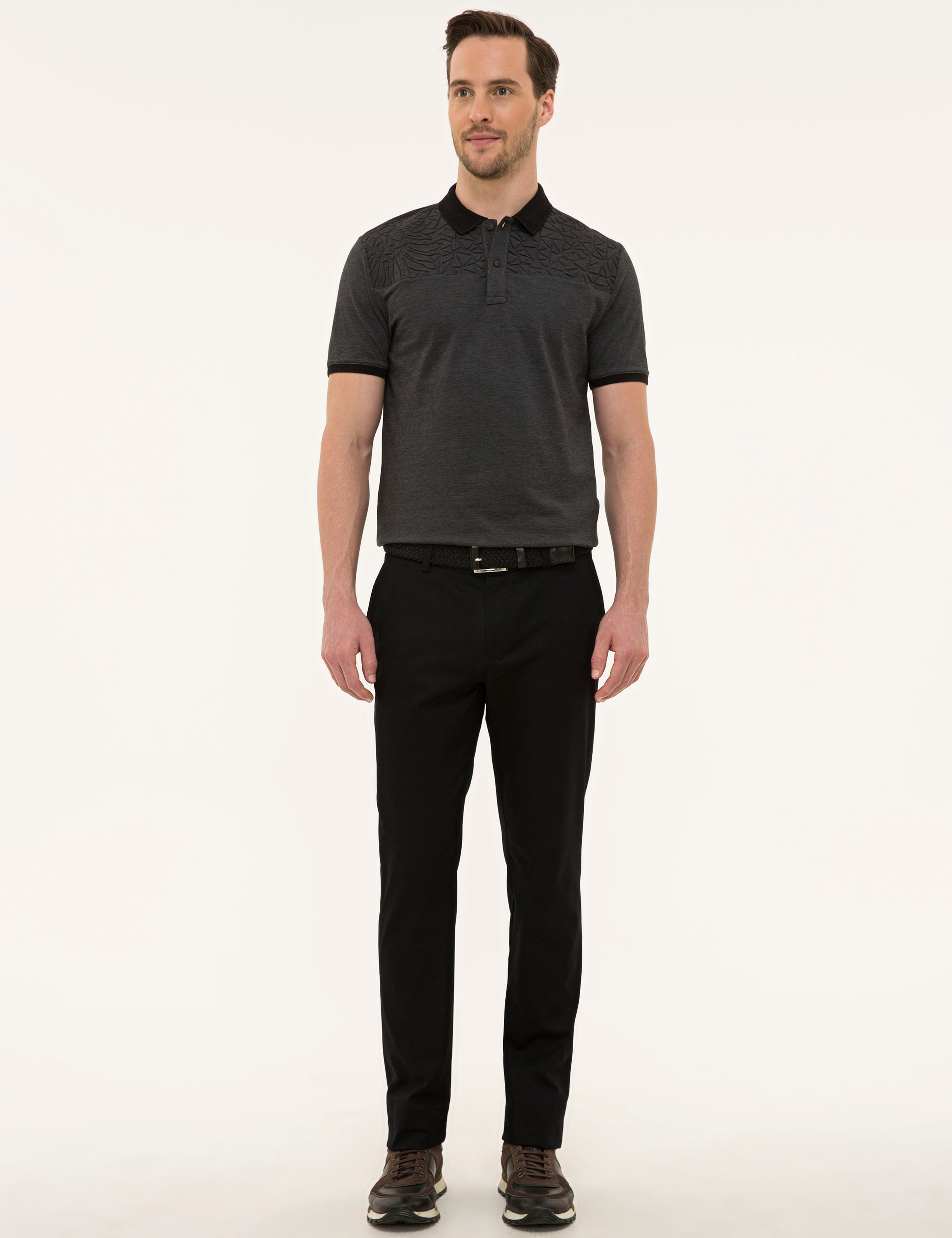 Siyah Regular Fit Chino Pantolon - Image 1