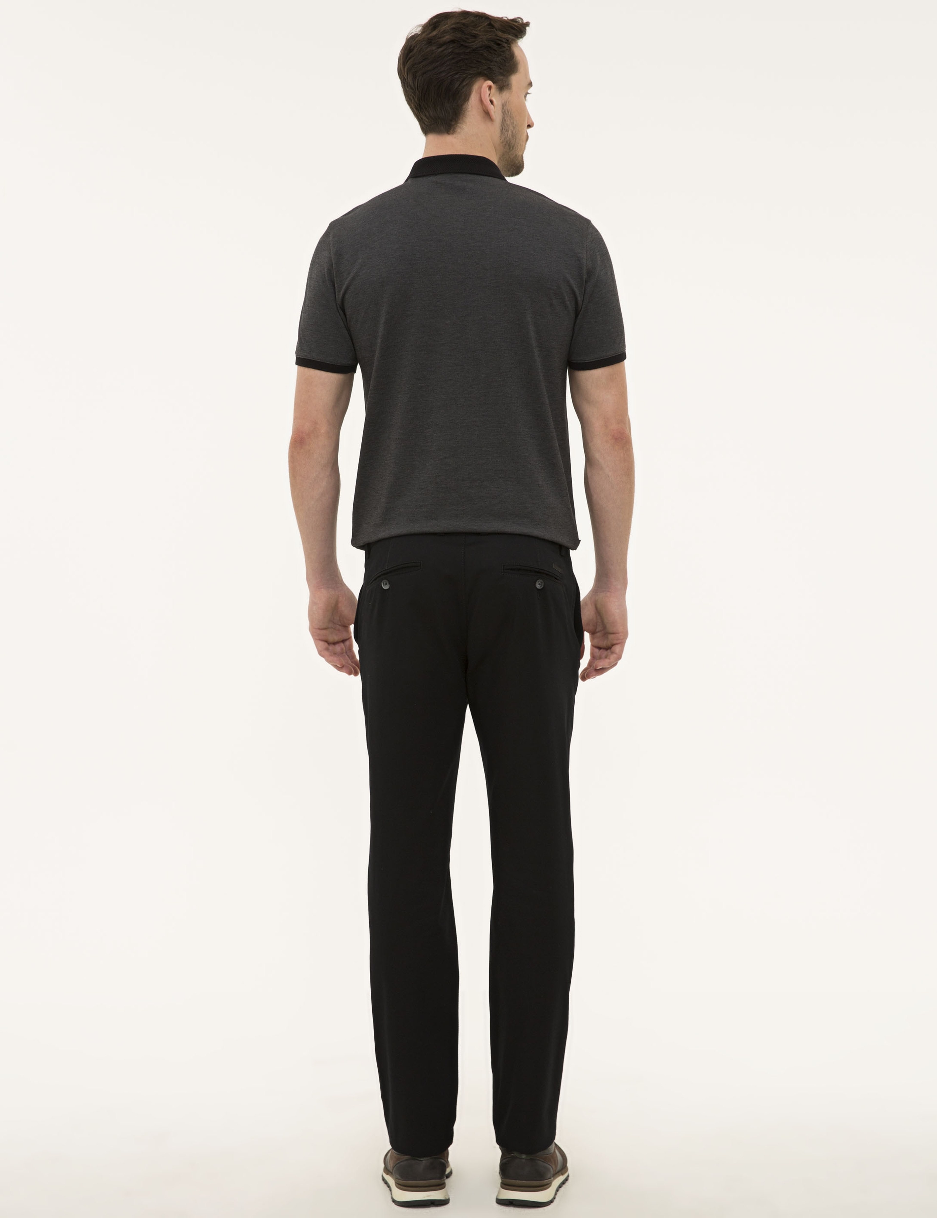 Siyah Regular Fit Chino Pantolon - Image 3