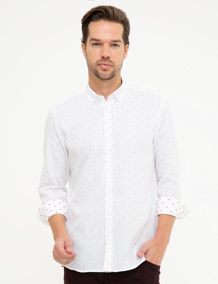 Bordo Slim Fit Uzun Kollu Gömlek - 50219452006