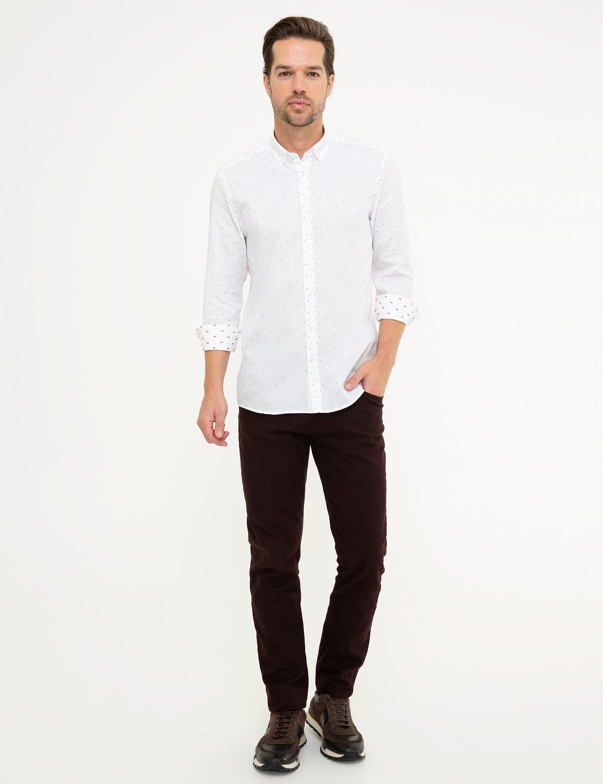 Bordo Slim Fit Uzun Kollu Gömlek - 50219452006