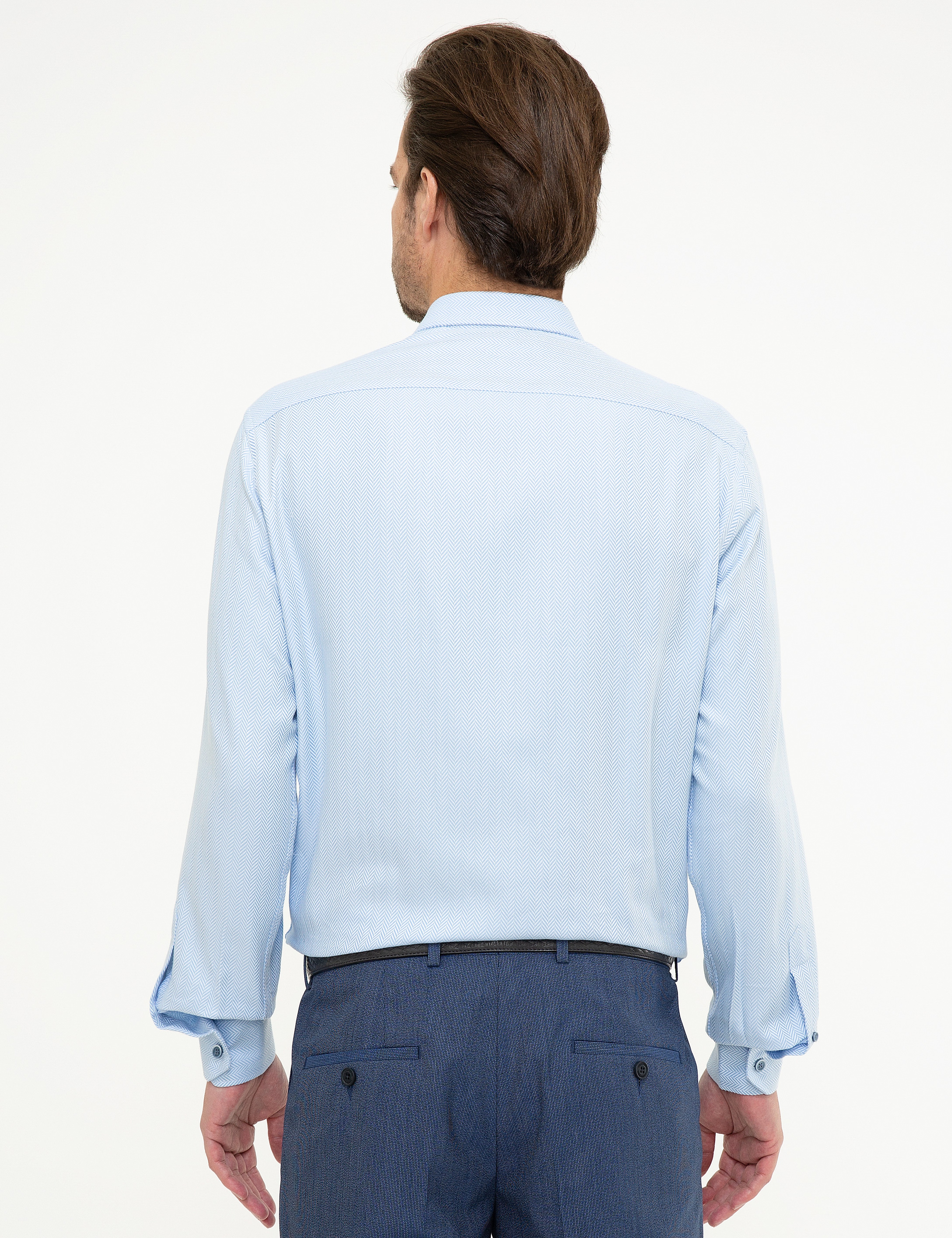 Açık Mavi Slim Fit Gömlek - Image 3