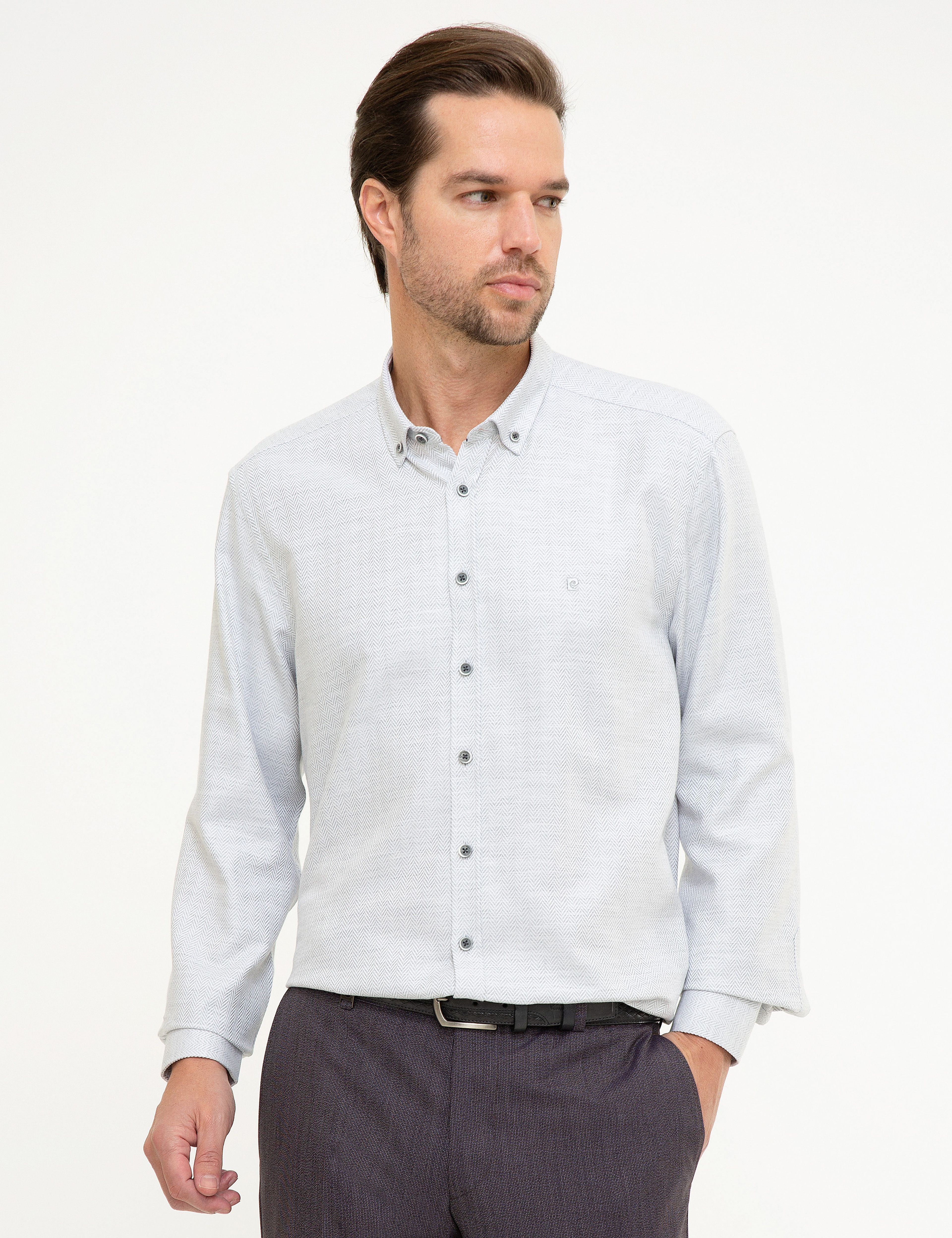 Gri Slim Fit Gömlek - Image 1