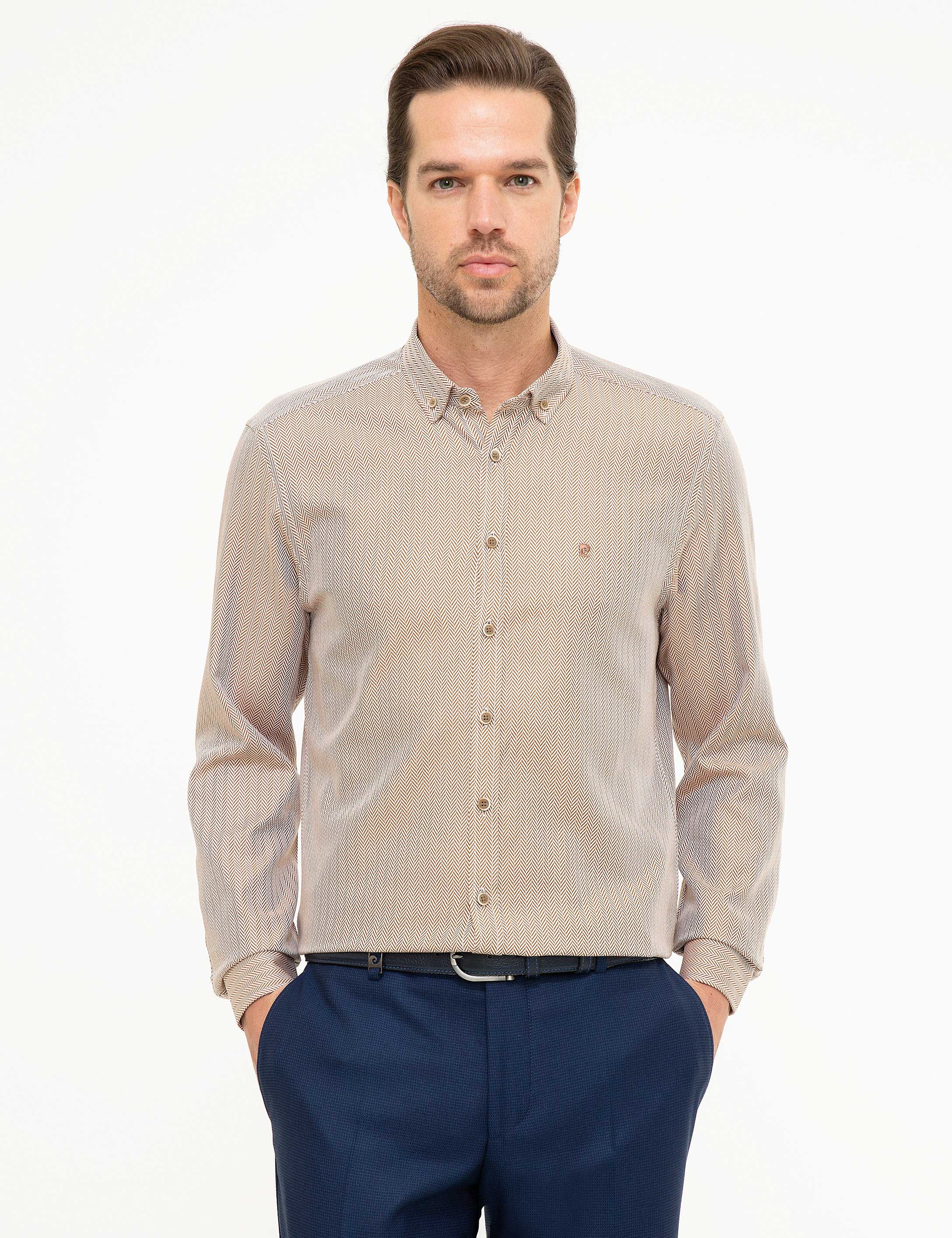 Bej Slim Fit Gömlek