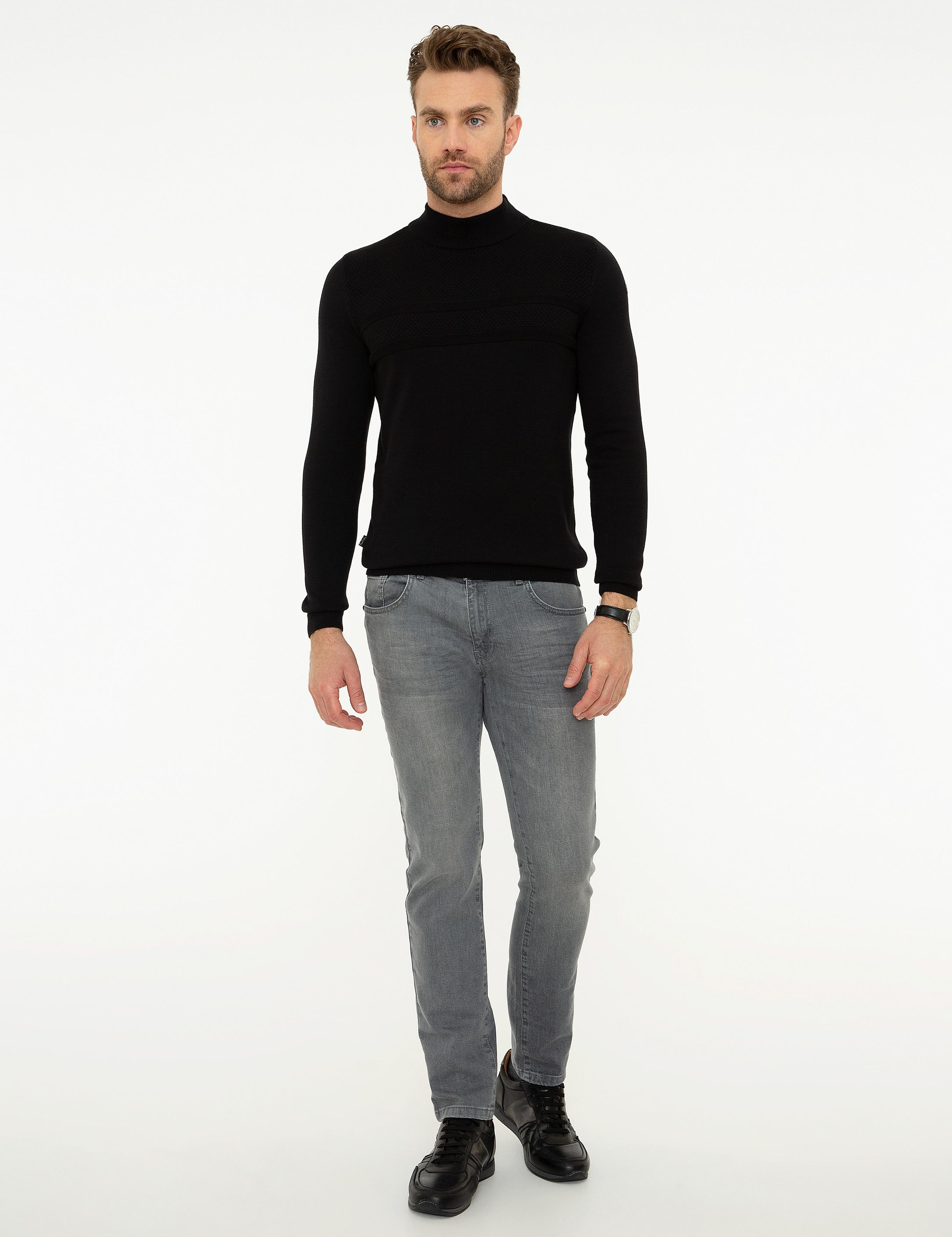 Siyah Slim Fit Triko Kazak