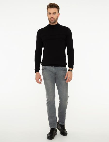 Siyah Slim Fit Triko Kazak - 50216862012