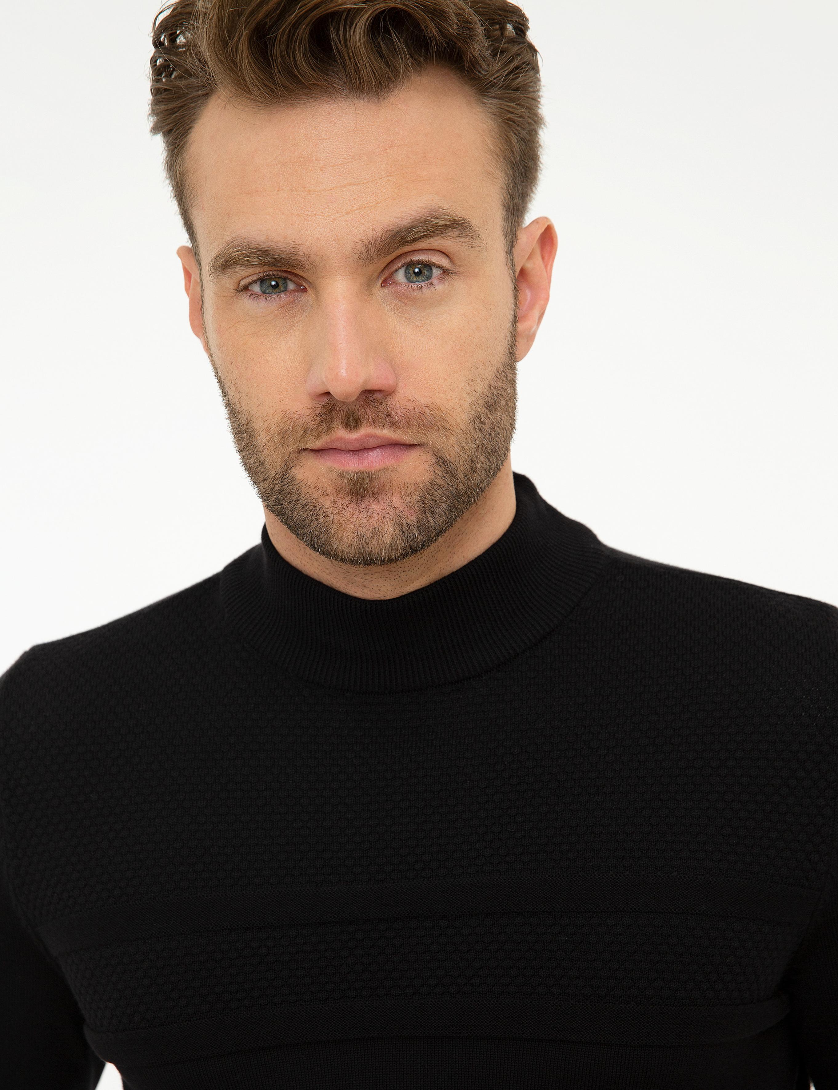 Siyah Slim Fit Triko Kazak