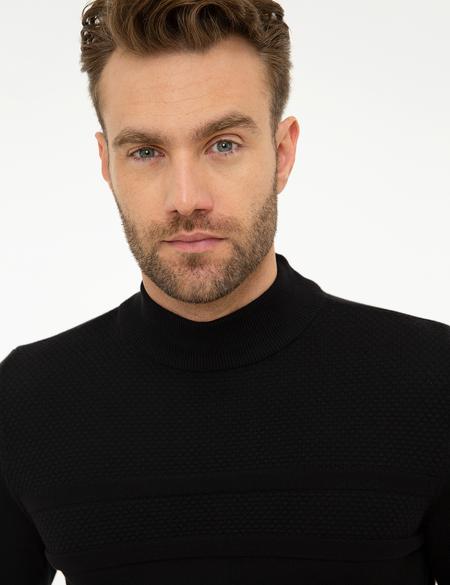 Siyah Slim Fit Triko Kazak - 50216862012