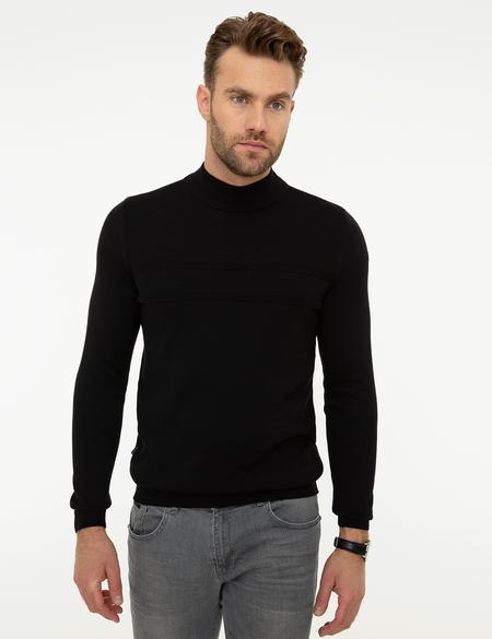 Siyah Slim Fit Triko Kazak - 50216862012