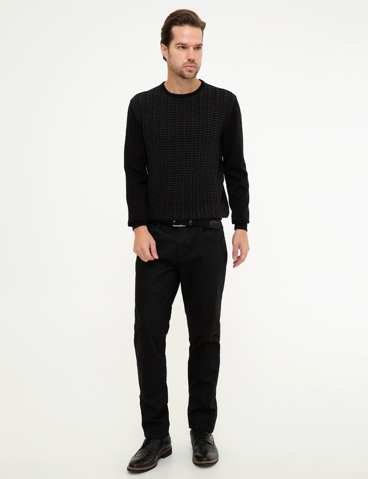 Siyah Slim Fit Triko Kazak - 50218114001