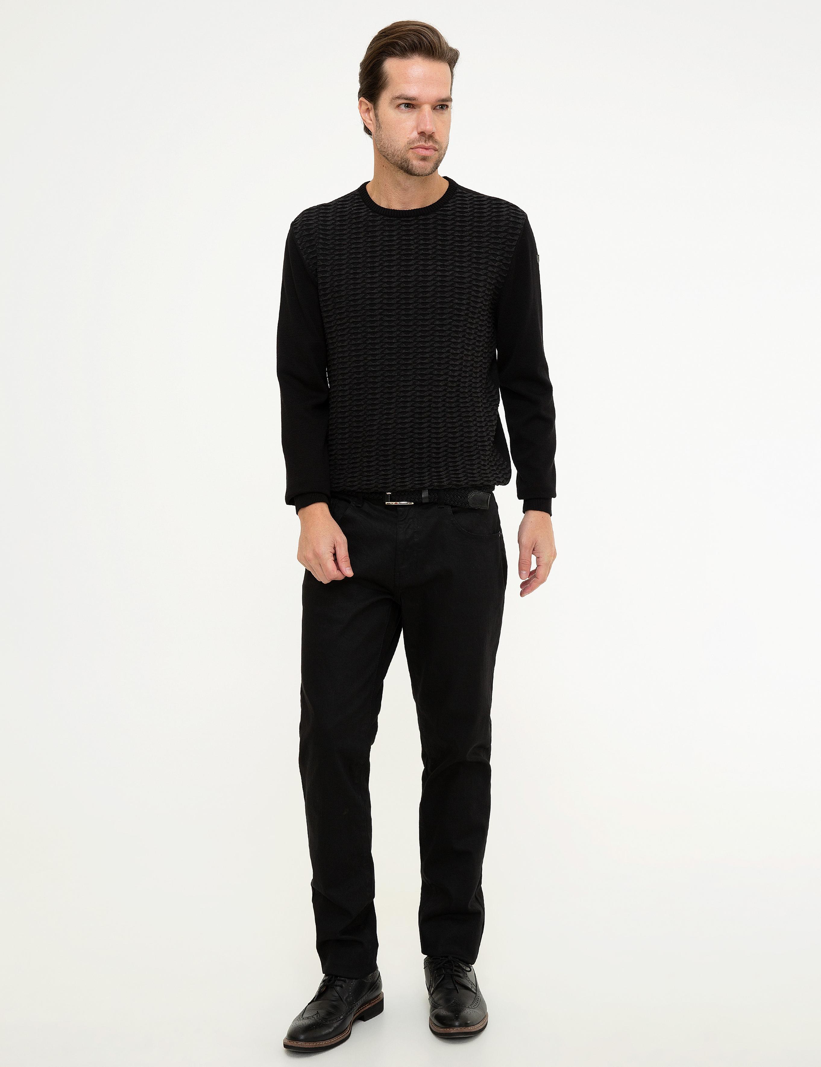 Siyah Slim Fit Triko Kazak