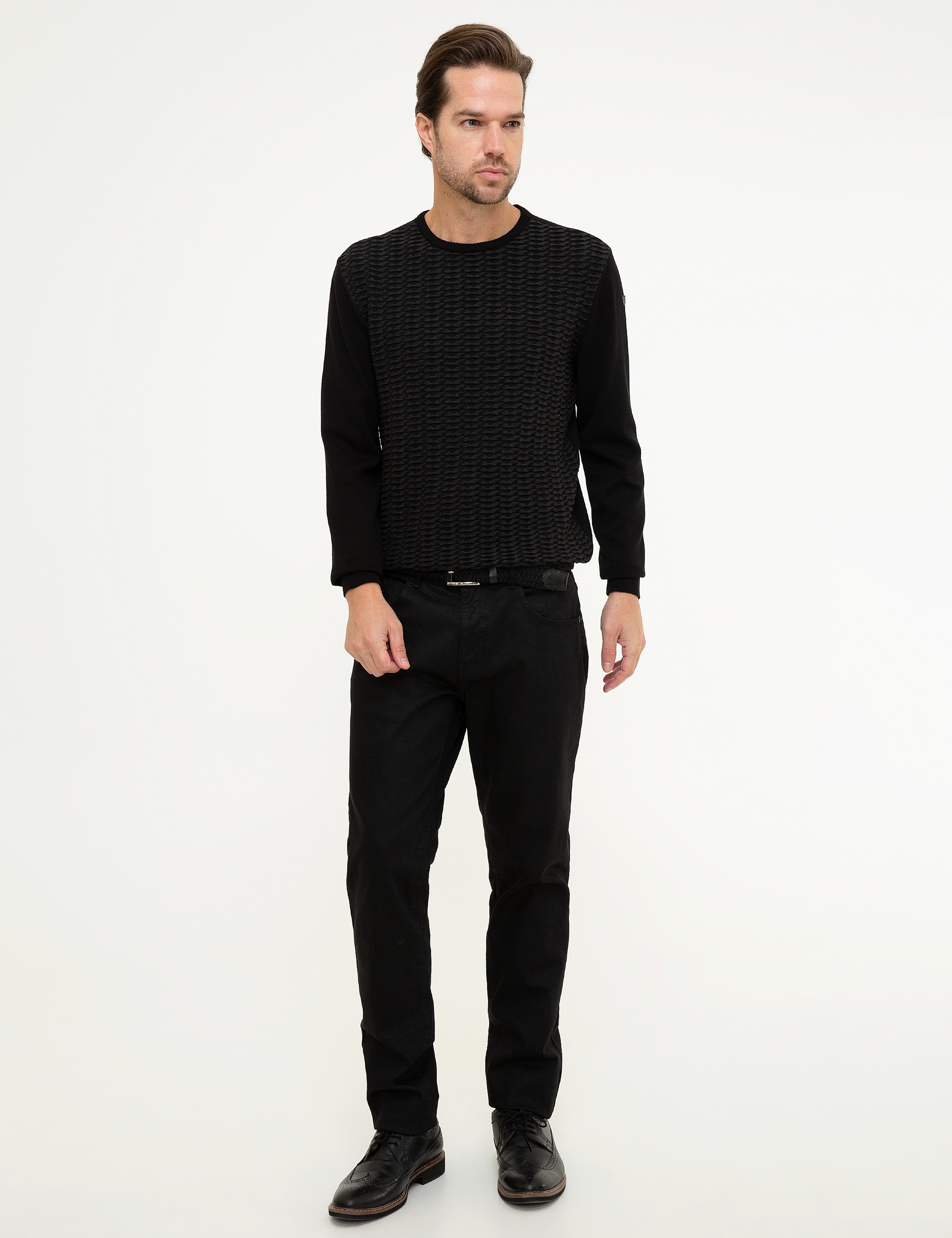 Siyah Slim Fit Triko Kazak