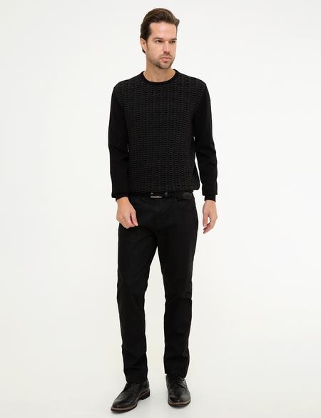 Siyah Slim Fit Triko Kazak - 50218114001