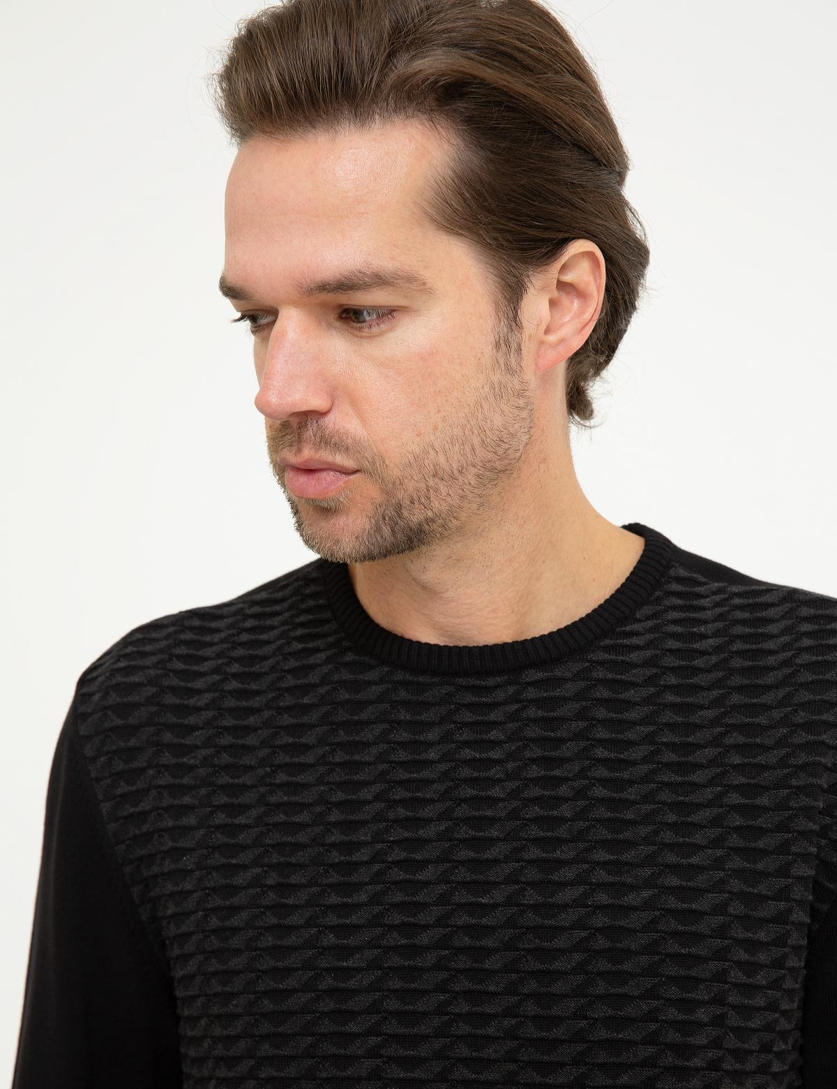 Siyah Slim Fit Triko Kazak