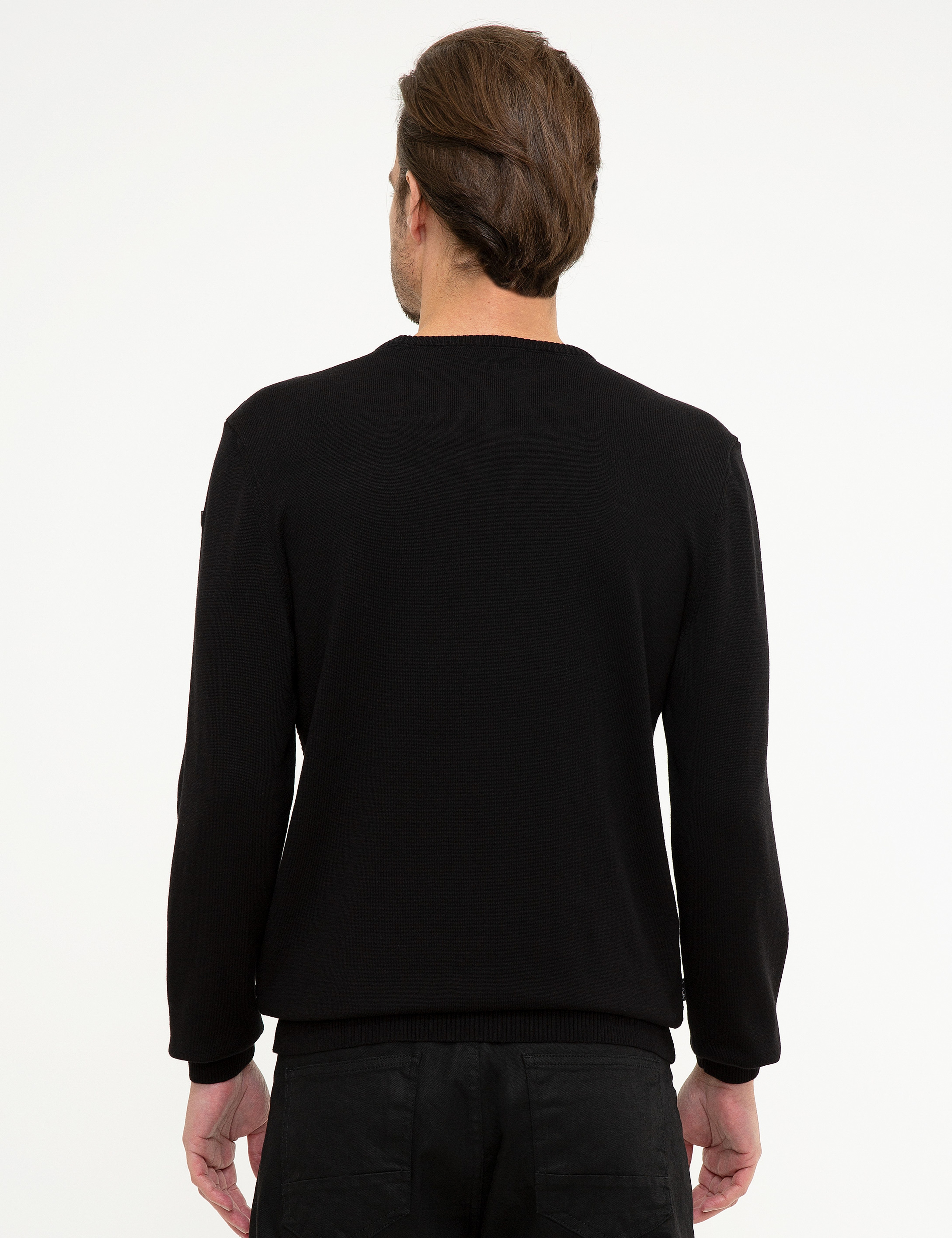 Siyah Slim Fit Triko Kazak