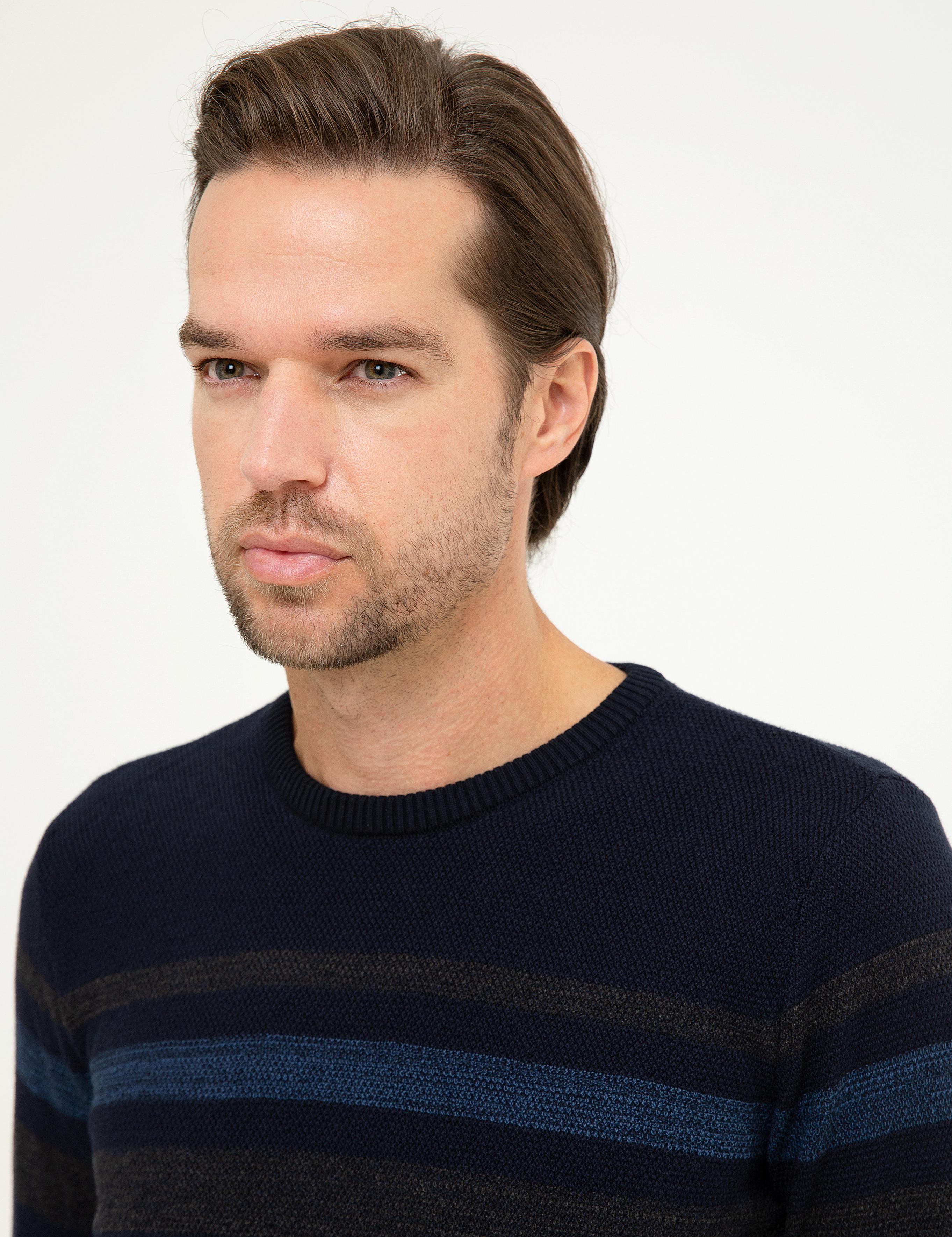 Lacivert Slim Fit Triko Kazak