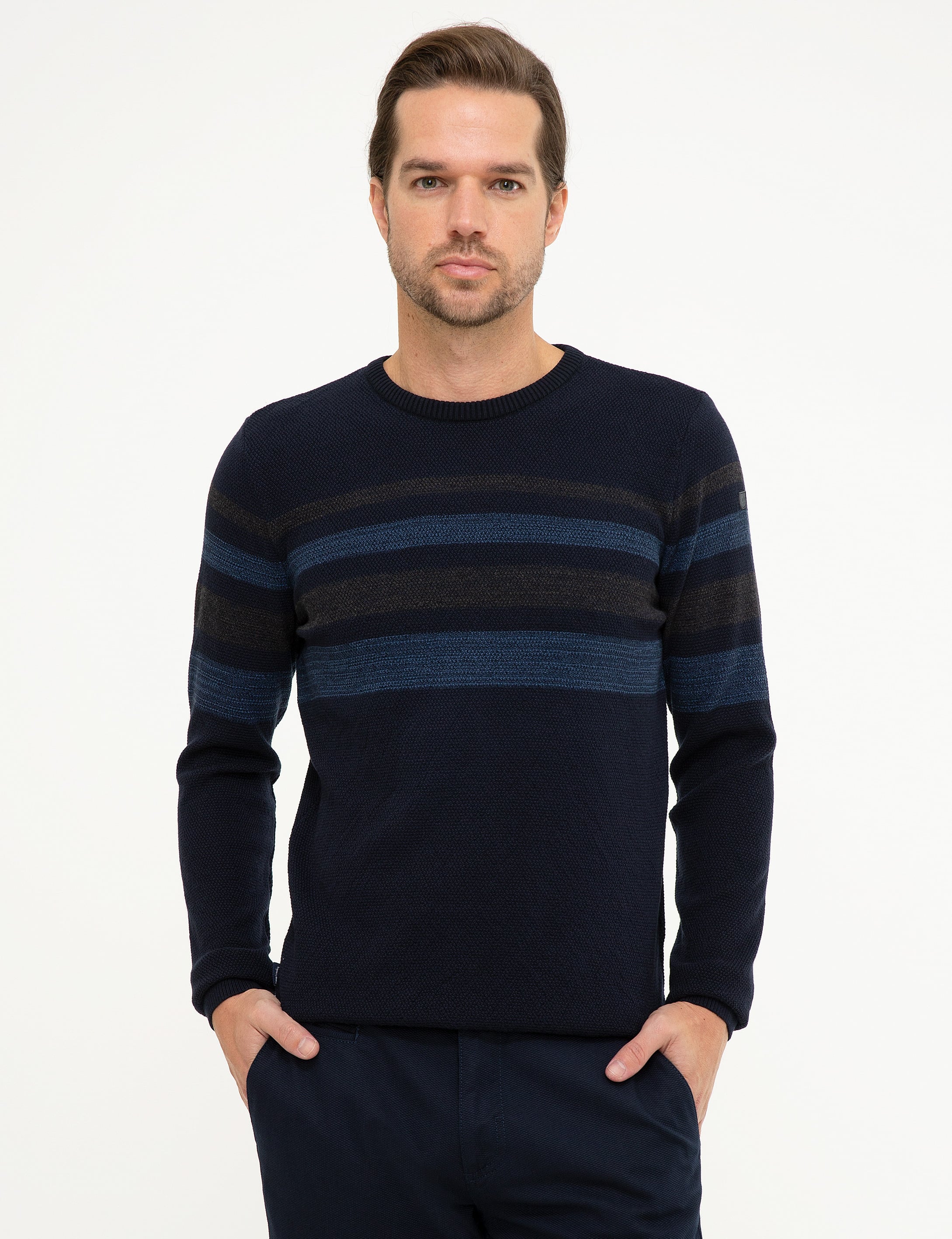 Lacivert Slim Fit Triko Kazak