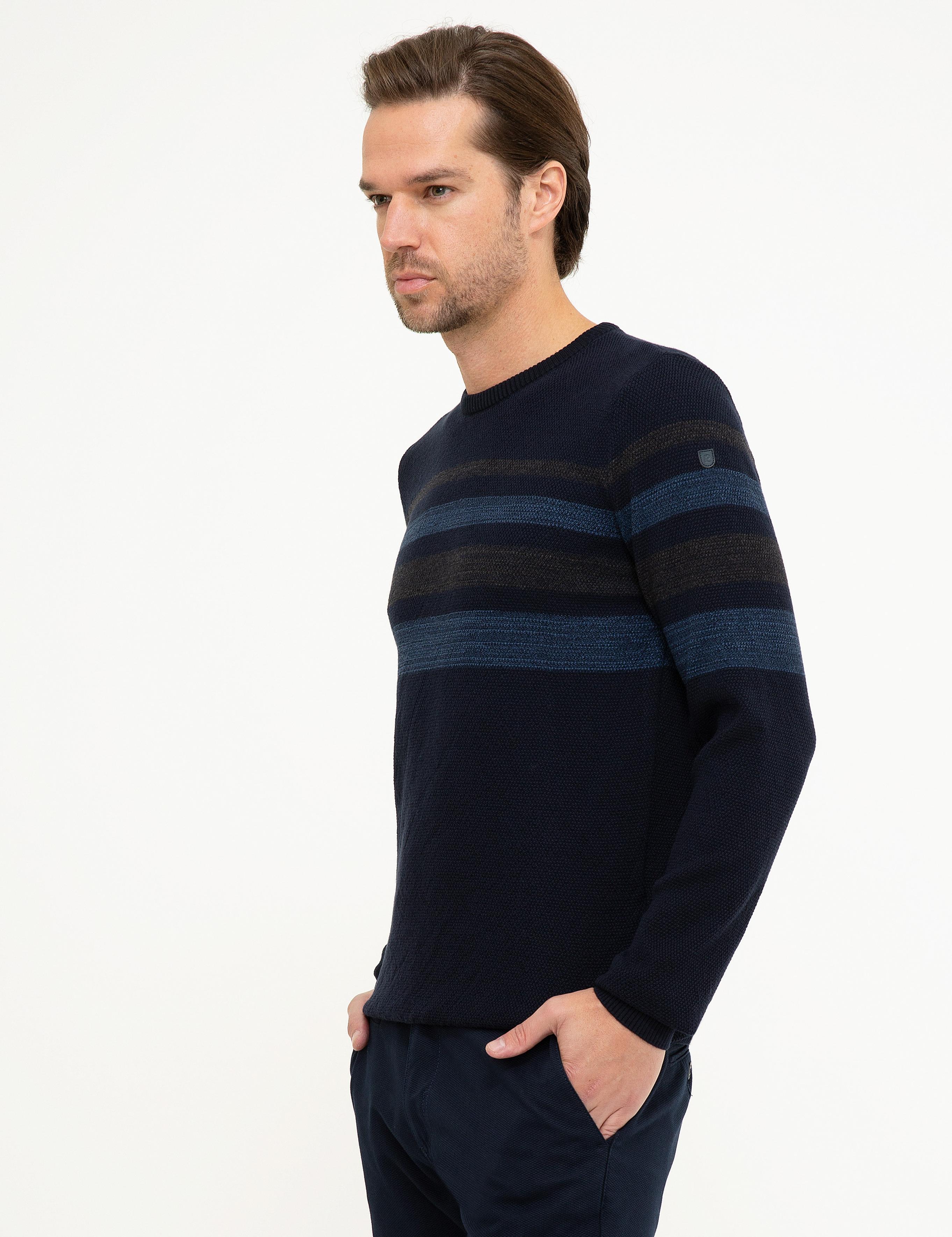 Lacivert Slim Fit Triko Kazak