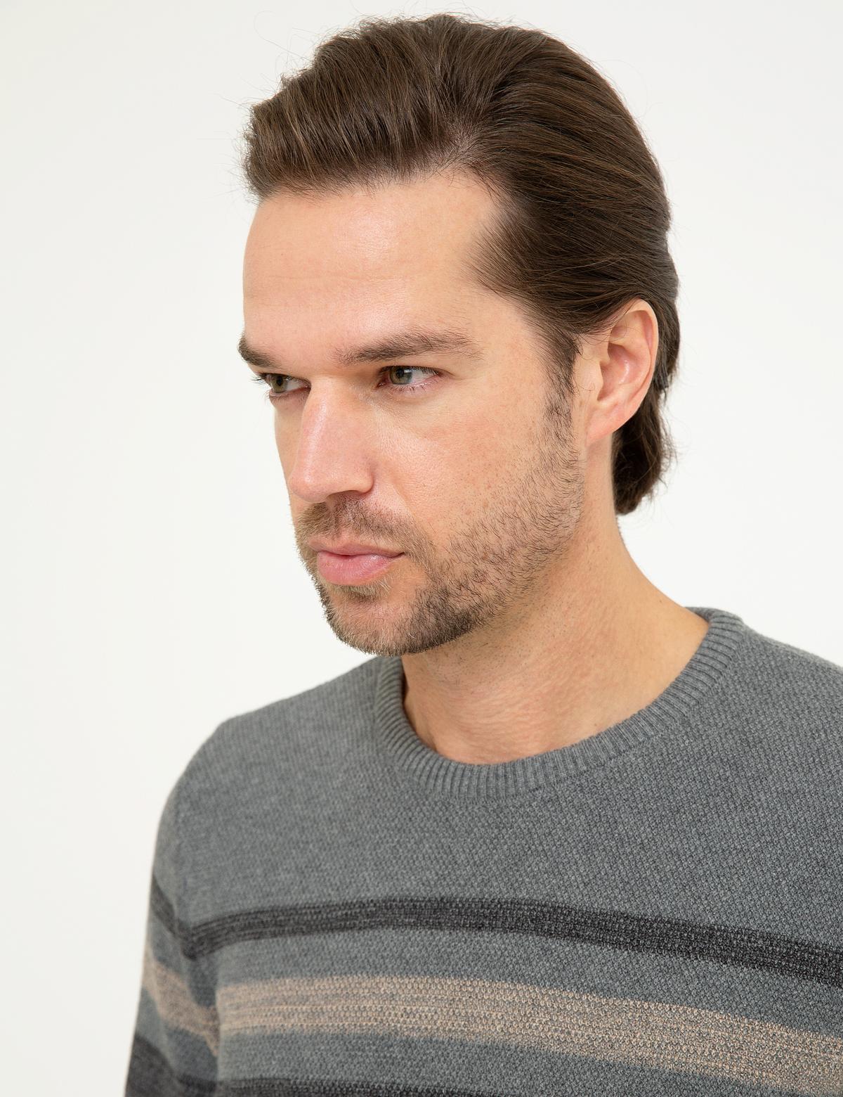 Gri Melanj Slim Fit Triko Kazak - 50218119011