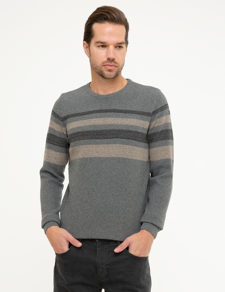 Gri Melanj Slim Fit Triko Kazak - 50218119011