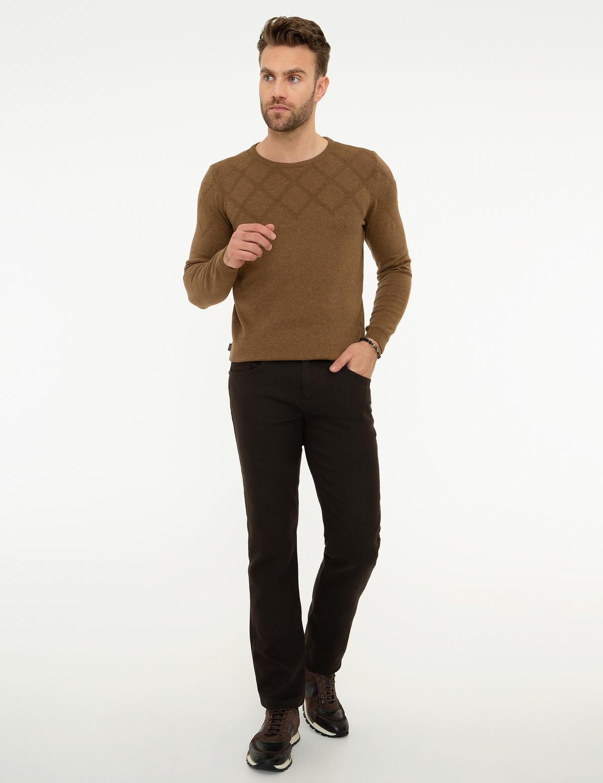 Açık Kahverengi Slim Fit Triko Kazak - 50218128021