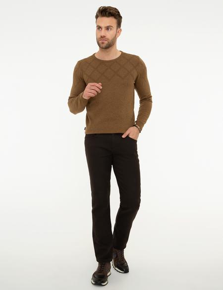 Açık Kahverengi Slim Fit Triko Kazak - 50218128021