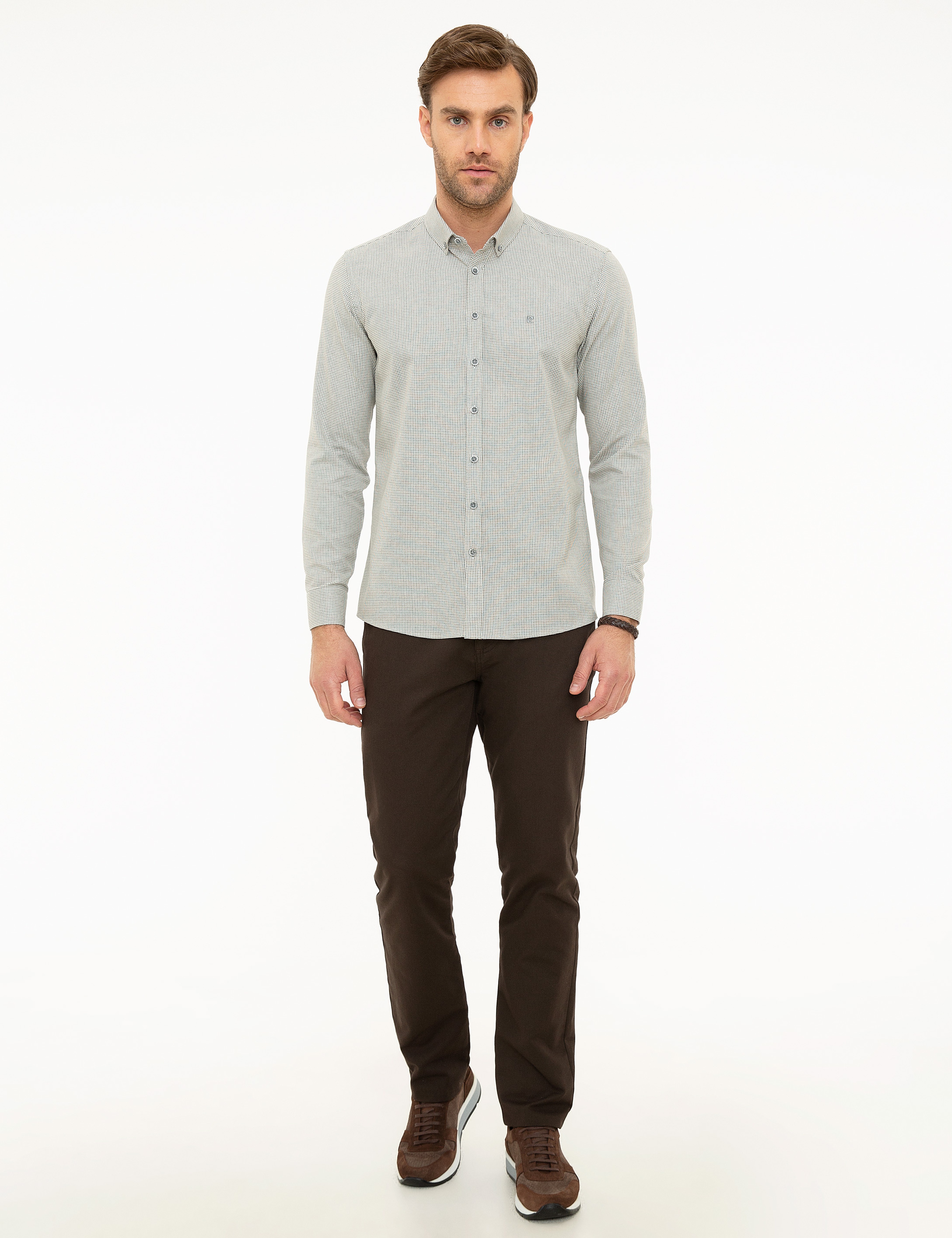Gri Slim Fit Gömlek - Image 4