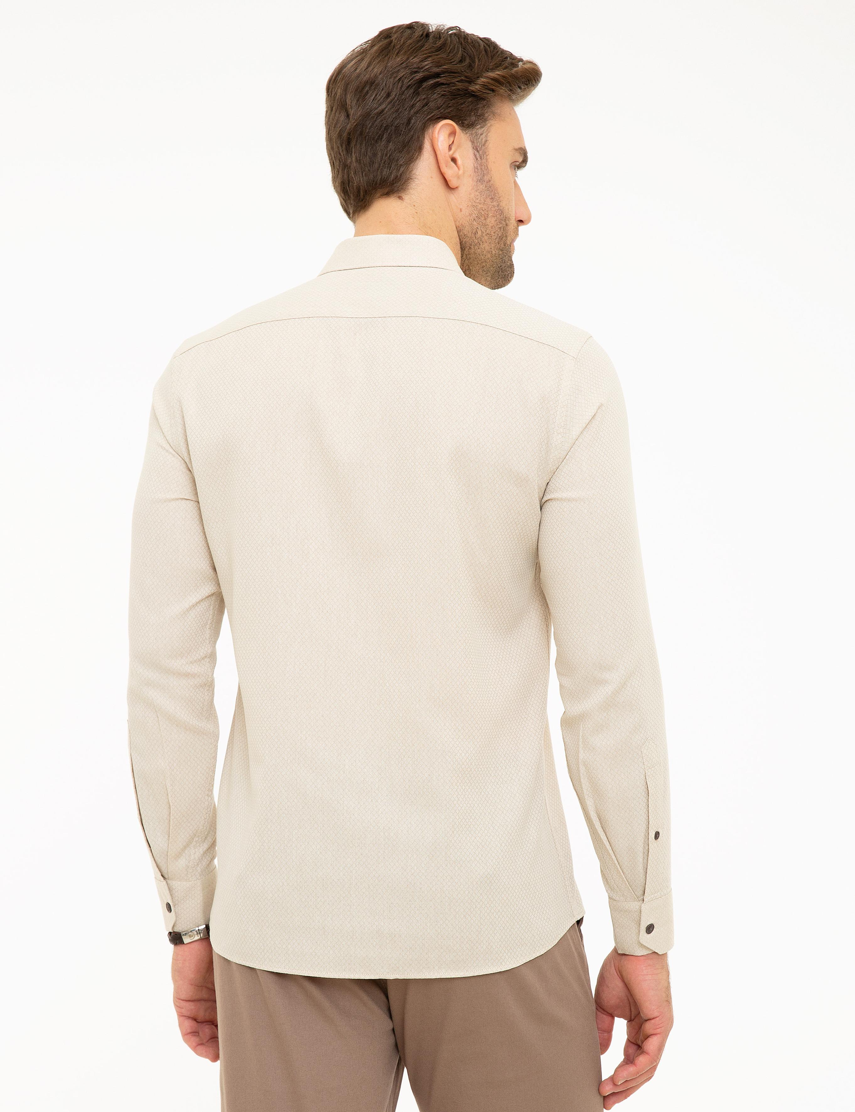Bej Slim Fit Gömlek