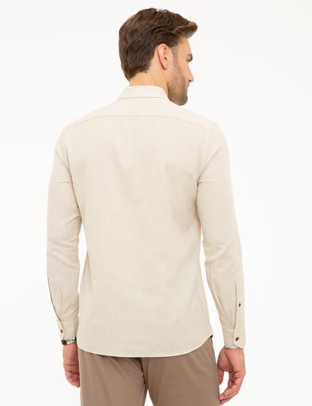 Bej Slim Fit Gömlek - 50218322001