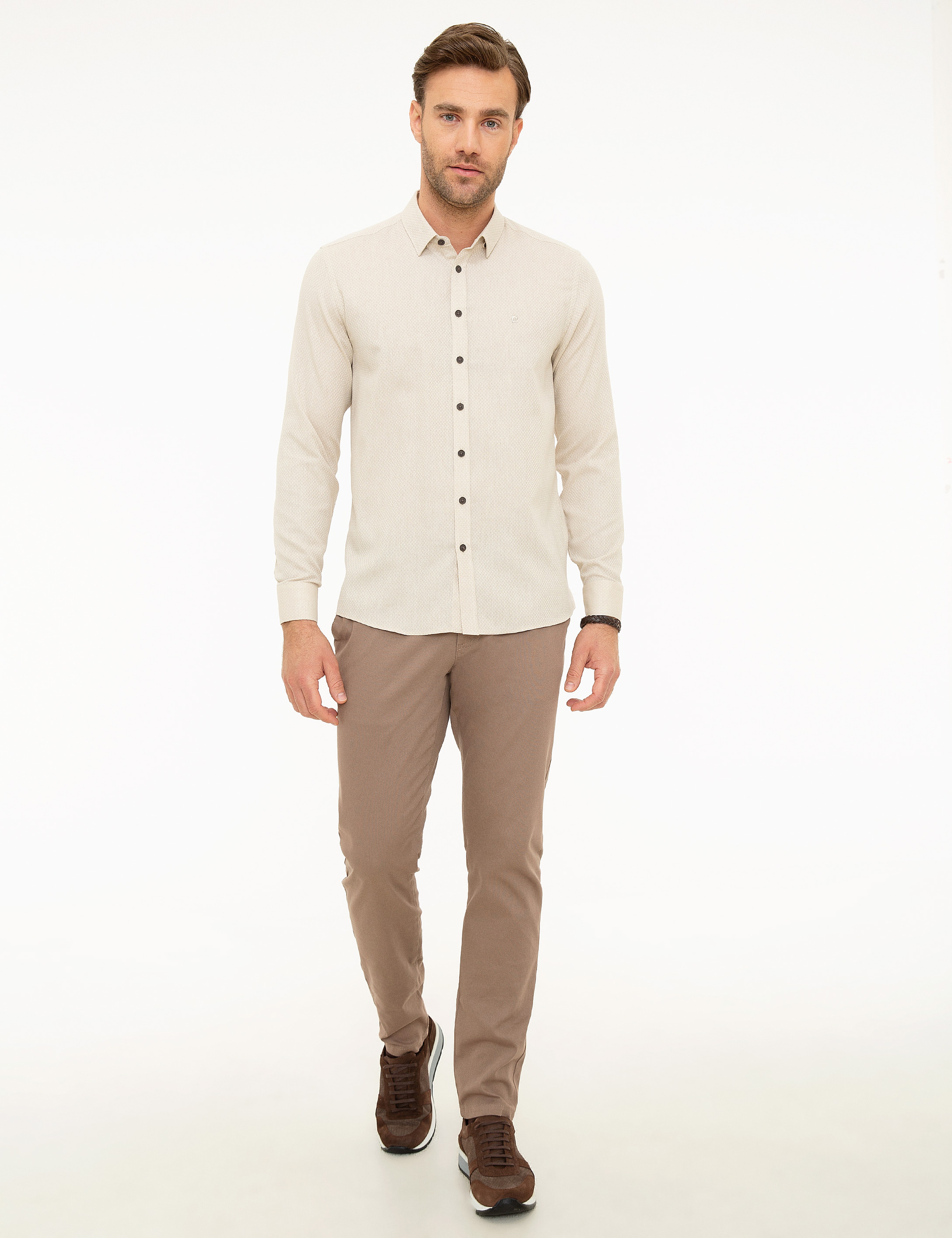 Bej Slim Fit Gömlek