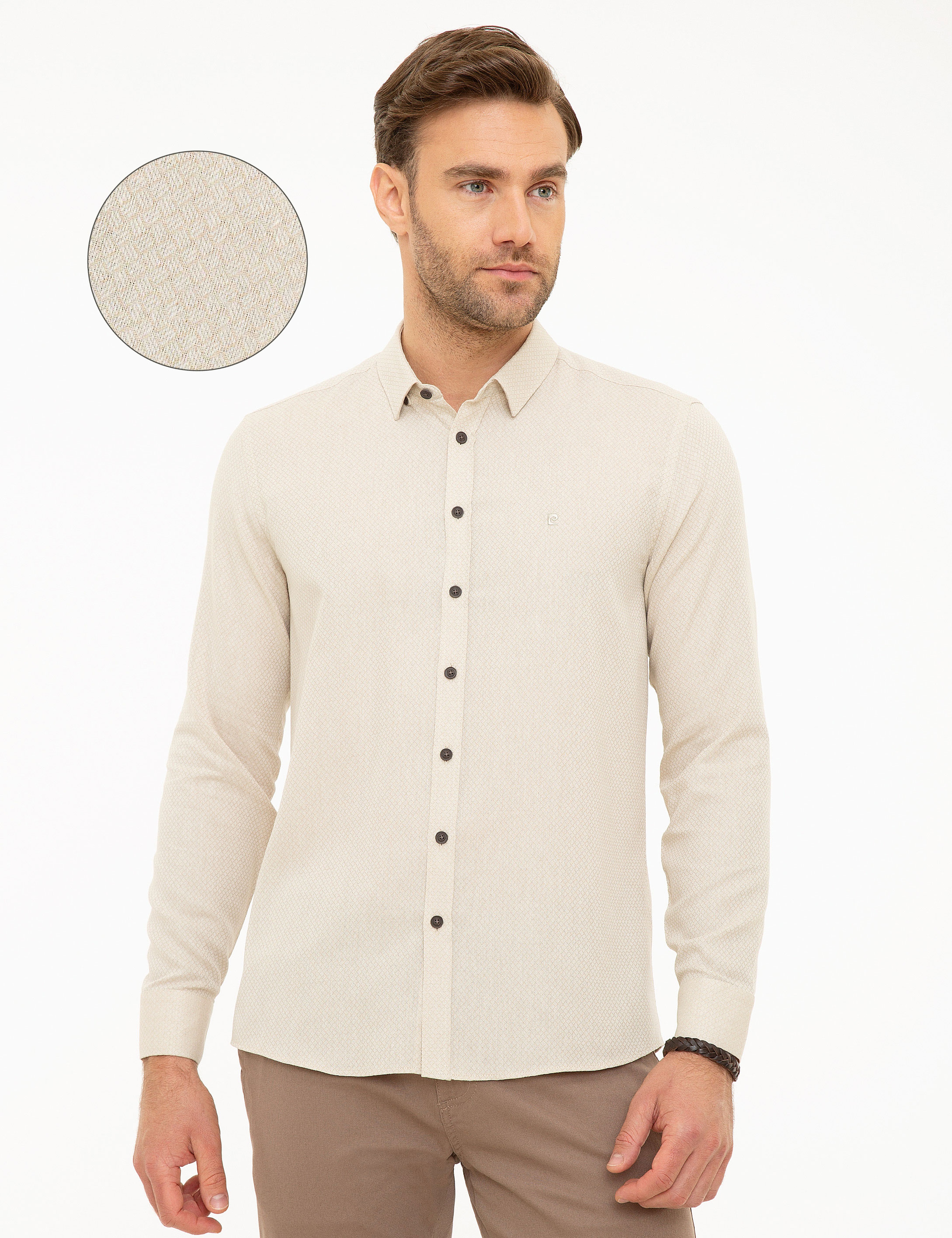 Bej Slim Fit Gömlek - Image 1