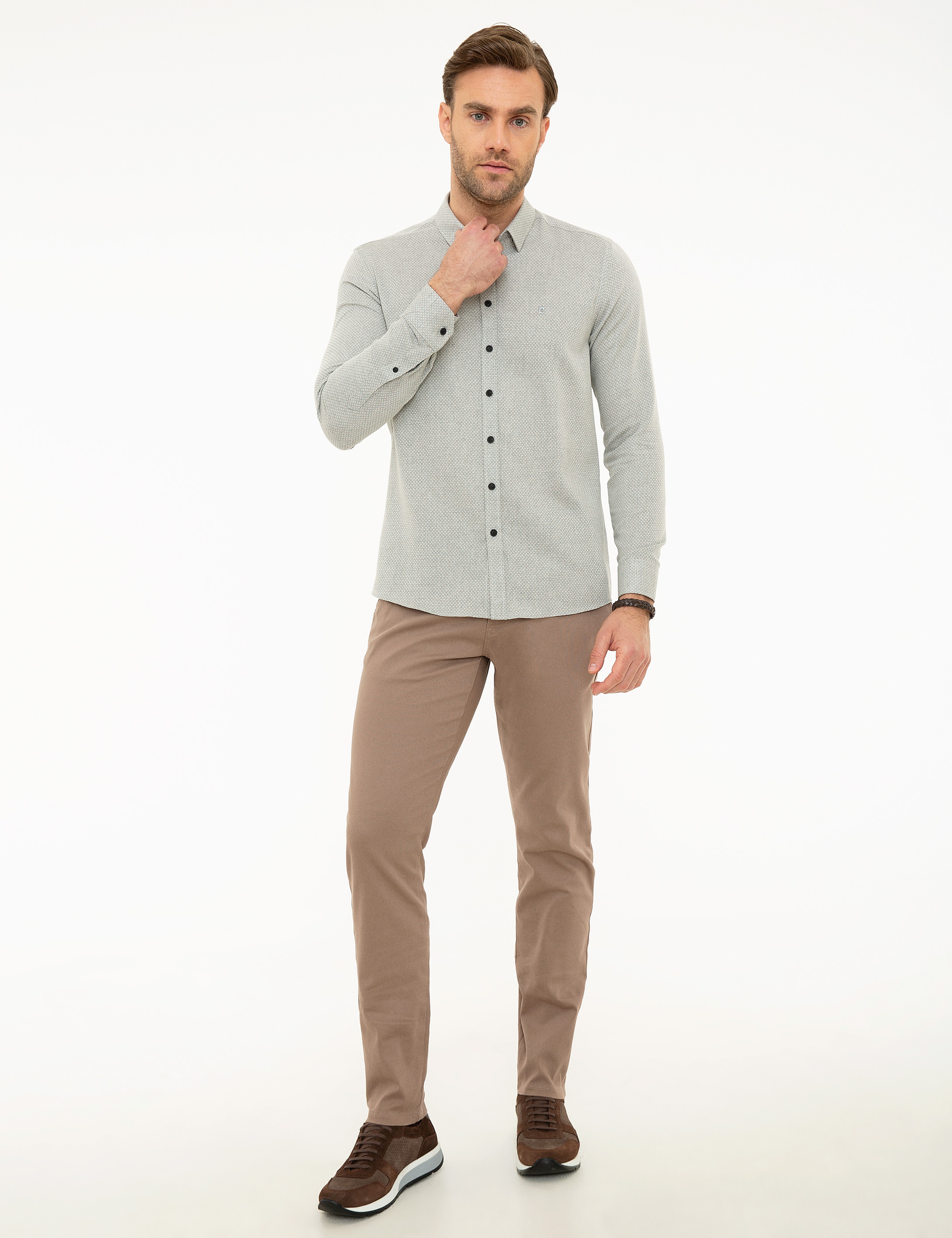 Gri Slim Fit Gömlek - Image 4
