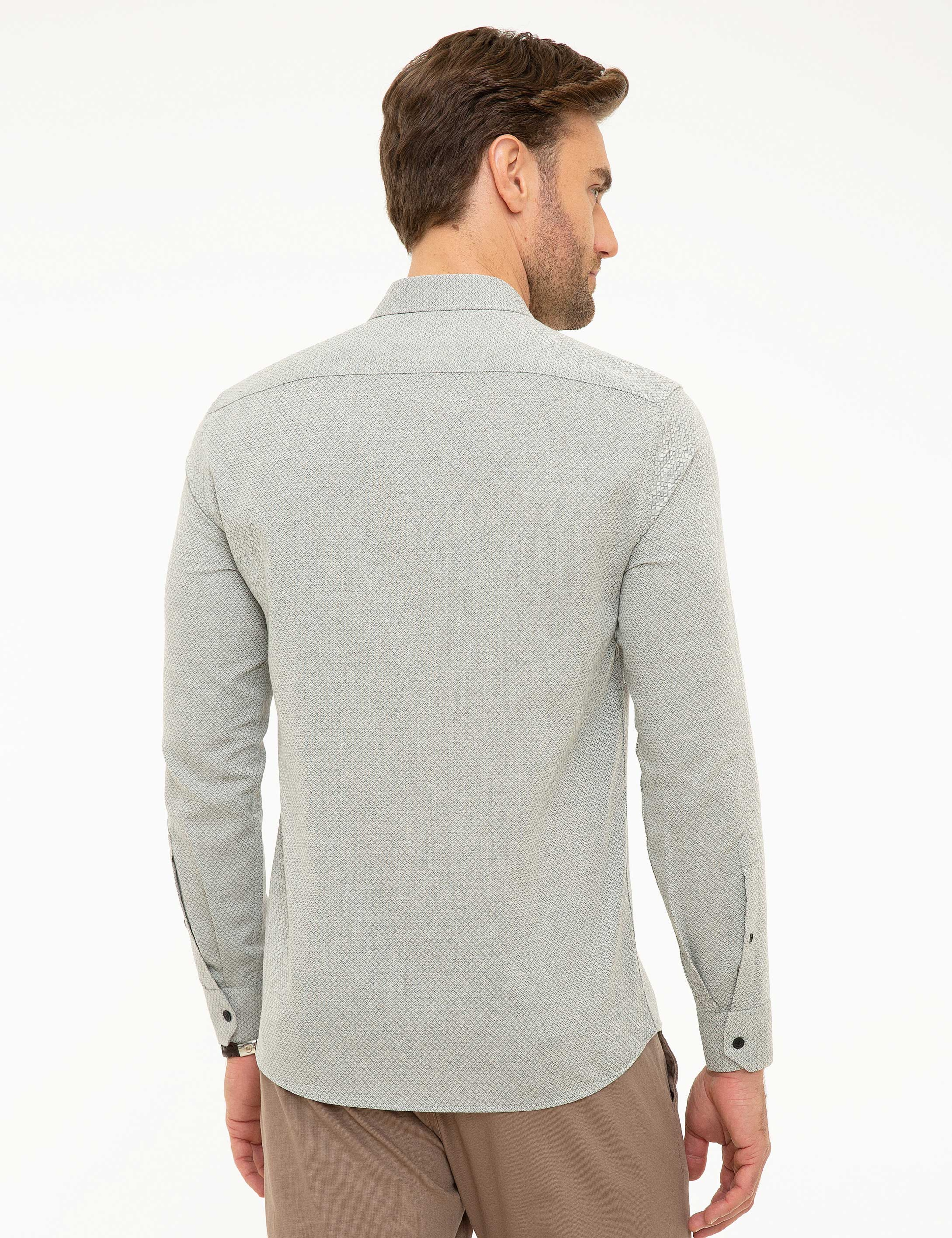 Gri Slim Fit Gömlek - Image 3