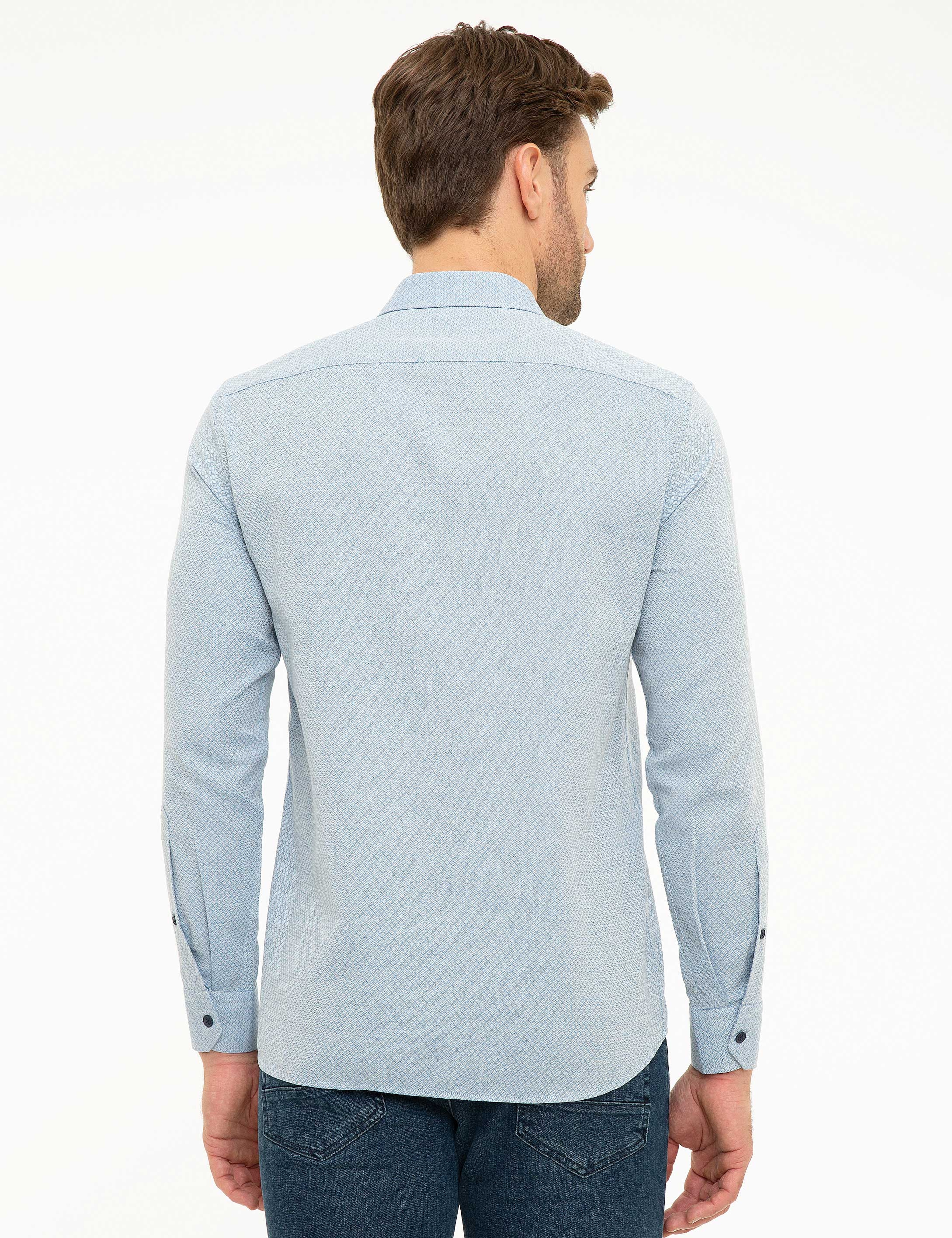 Mavi Slim Fit Gömlek - Image 3