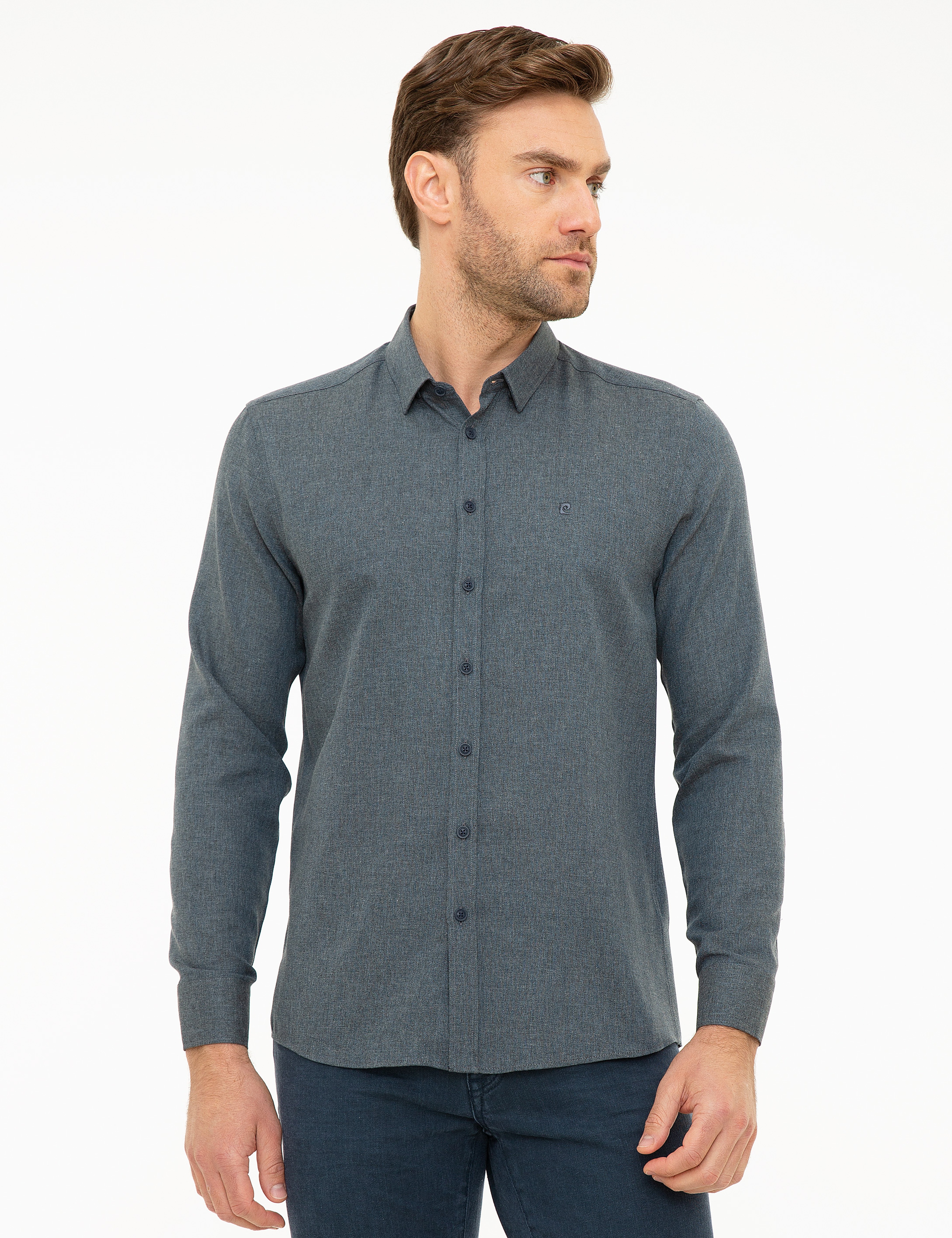 Lacivert Slim Fit Gömlek - Image 1