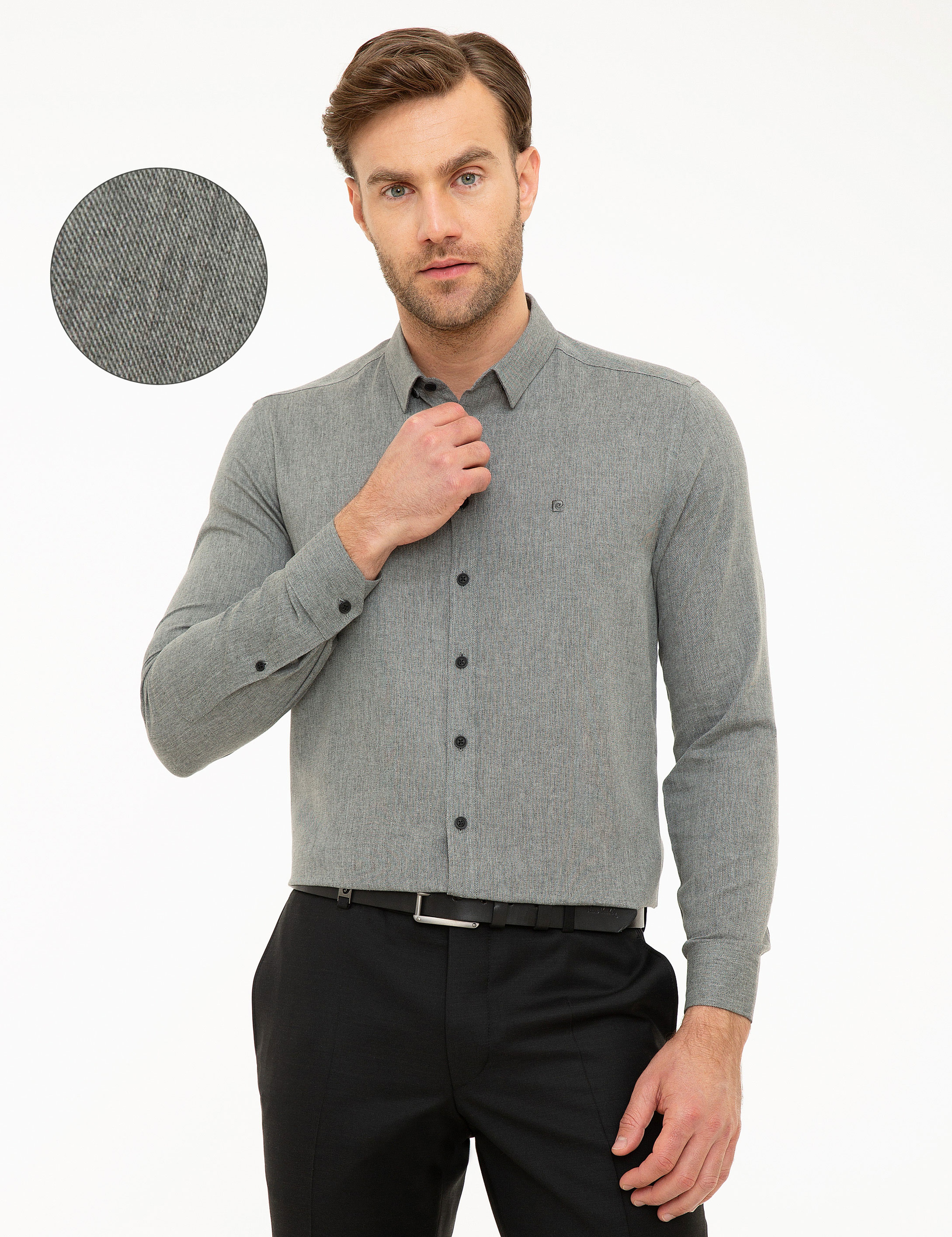 Gri Slim Fit Gömlek - Image 1