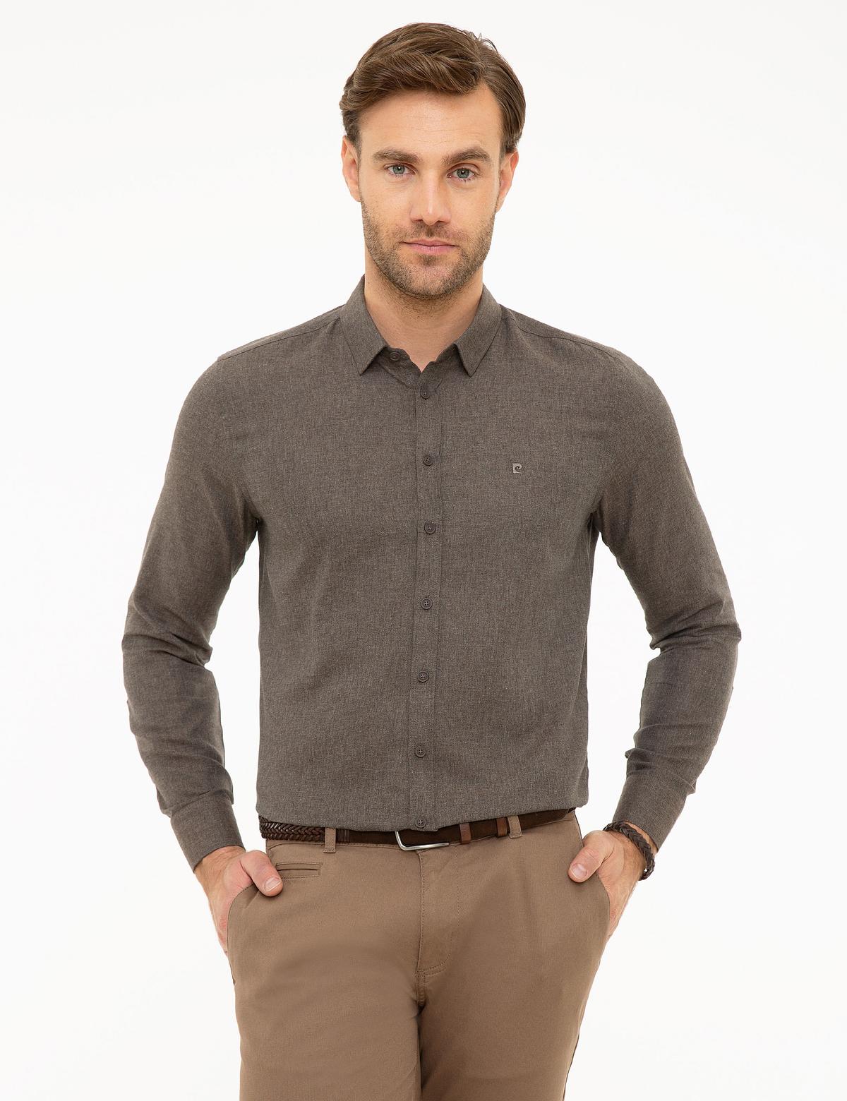 Kahverengi Slim Fit Gömlek