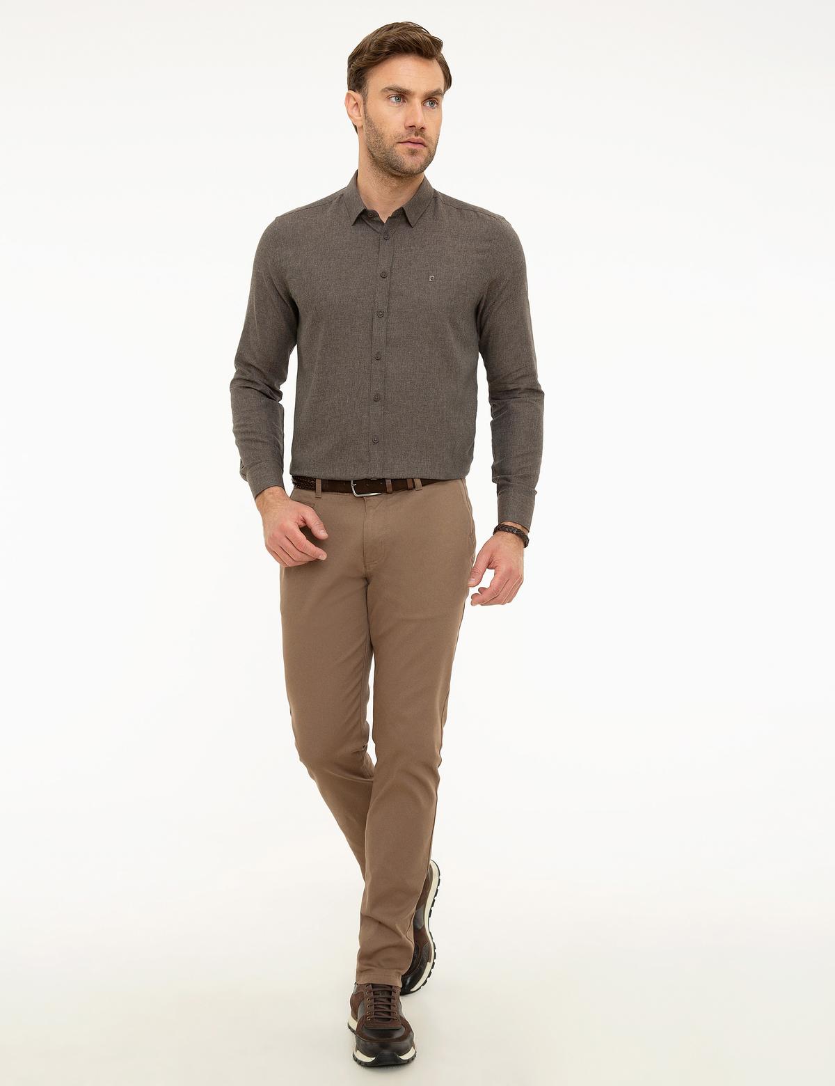 Kahverengi Slim Fit Gömlek - 50218325047