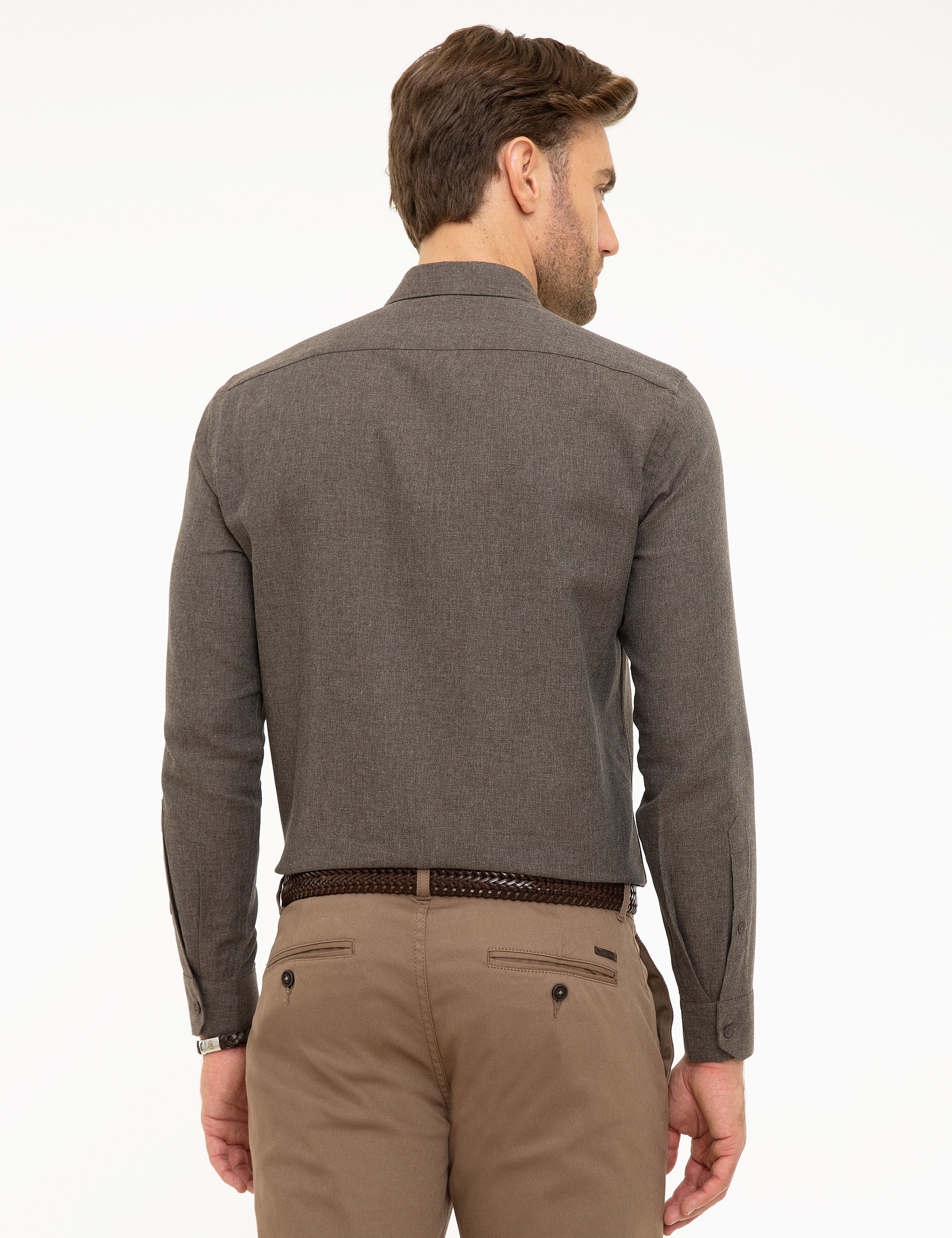 Kahverengi Slim Fit Gömlek - Image 3