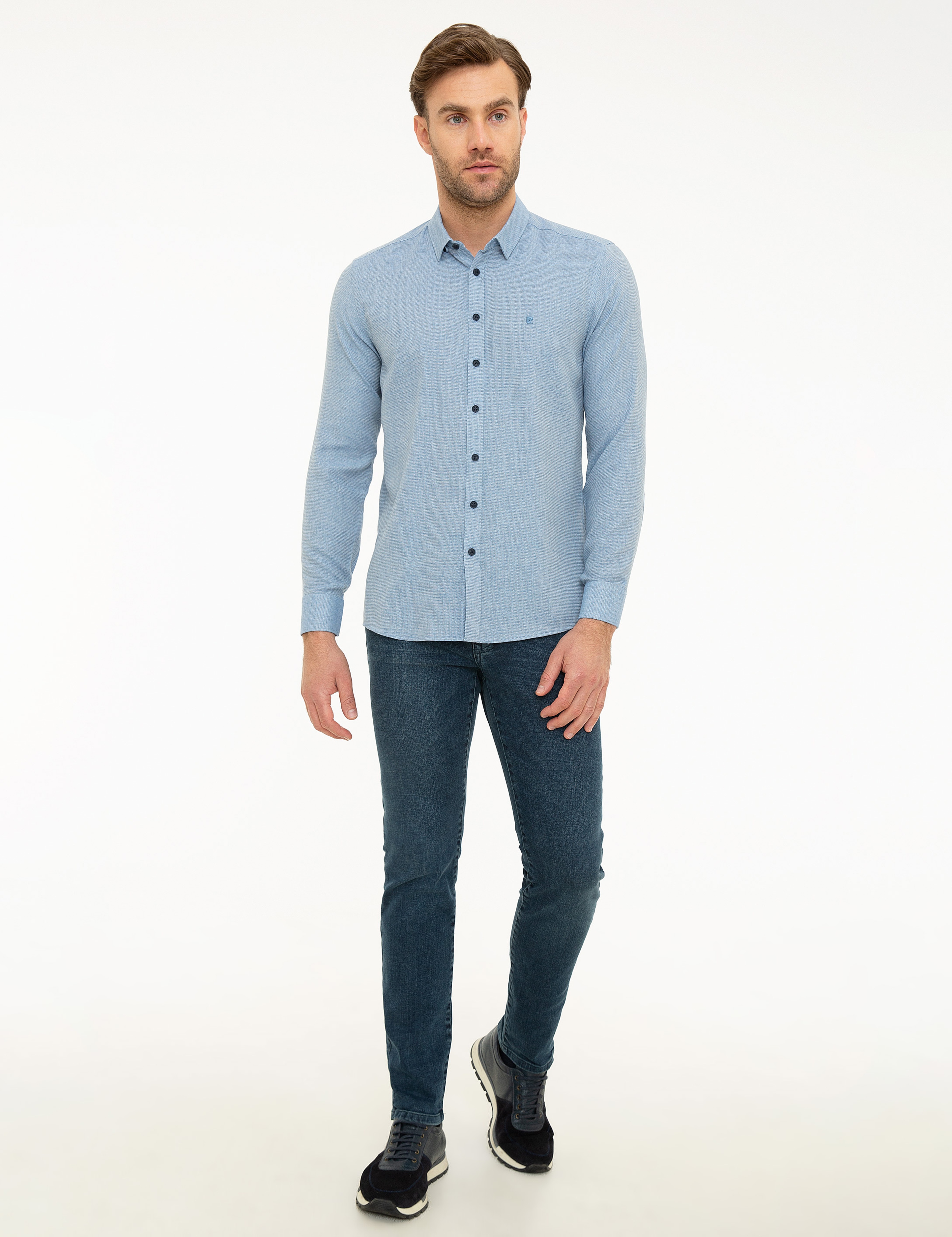 Mavi Slim Fit Gömlek - Image 4