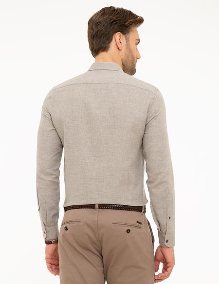 Bej Slim Fit Gömlek - 50218327013