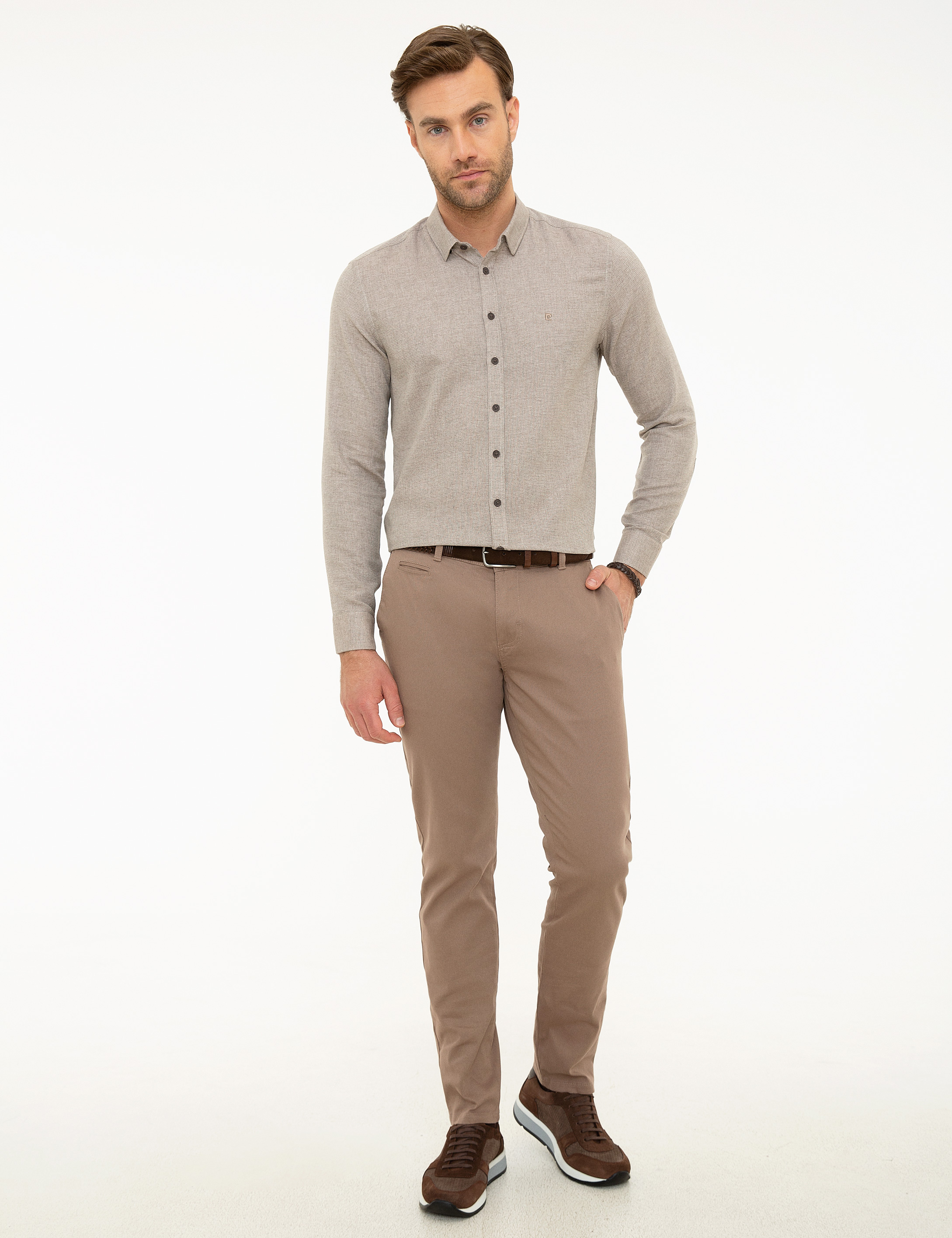 Bej Slim Fit Gömlek