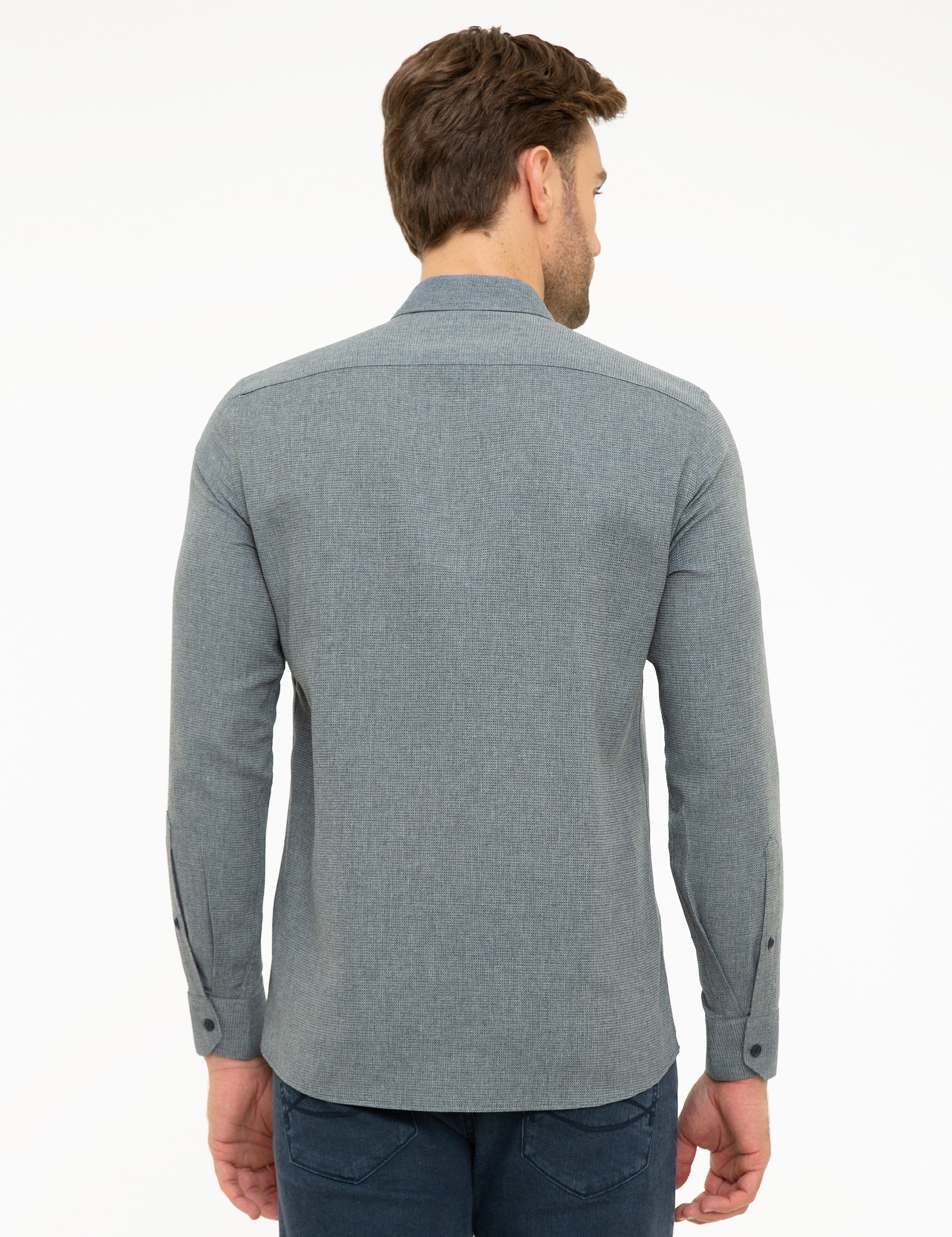 Lacivert Slim Fit Gömlek - Image 3