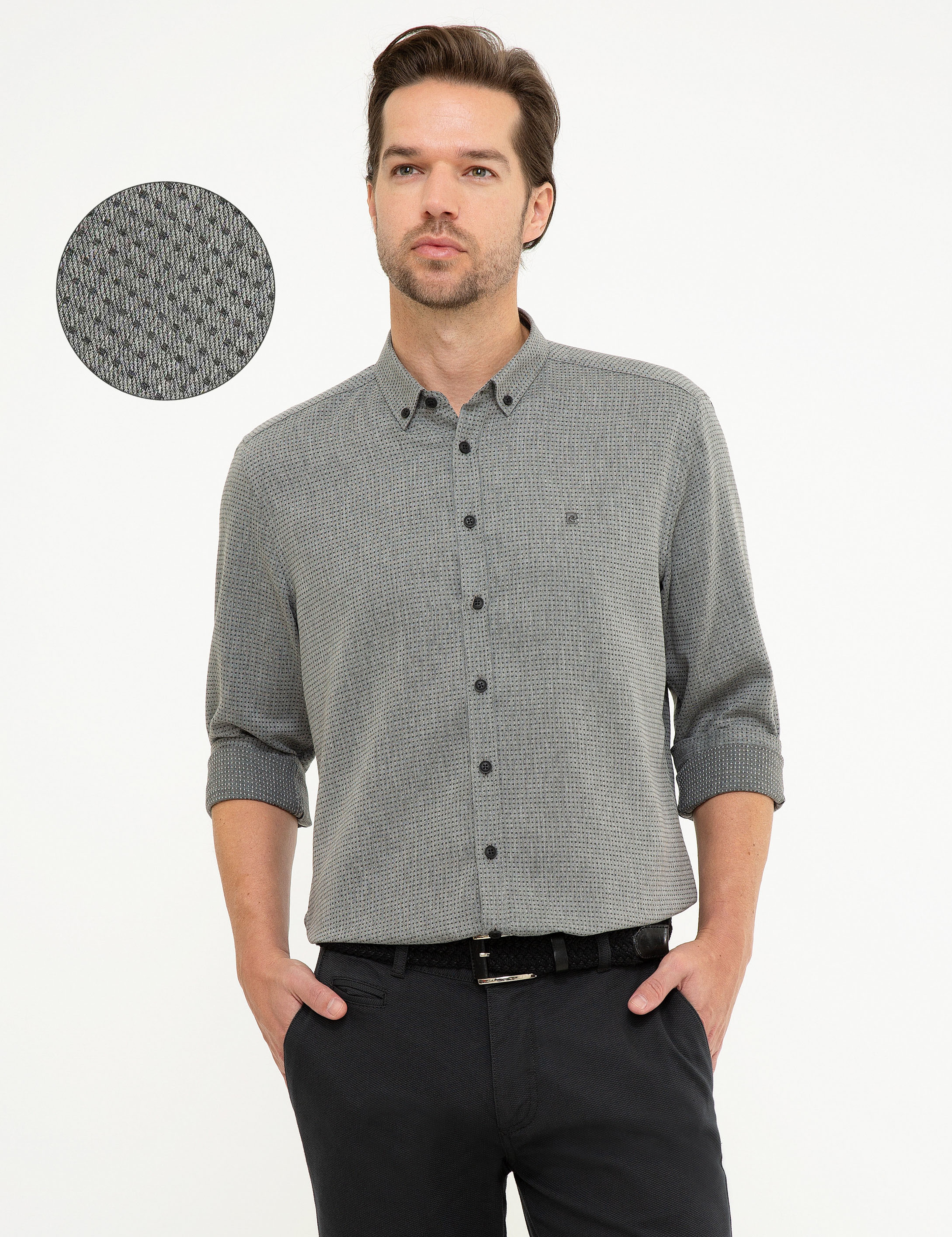 Antrasit Gri Slim Fit Gömlek - Image 1