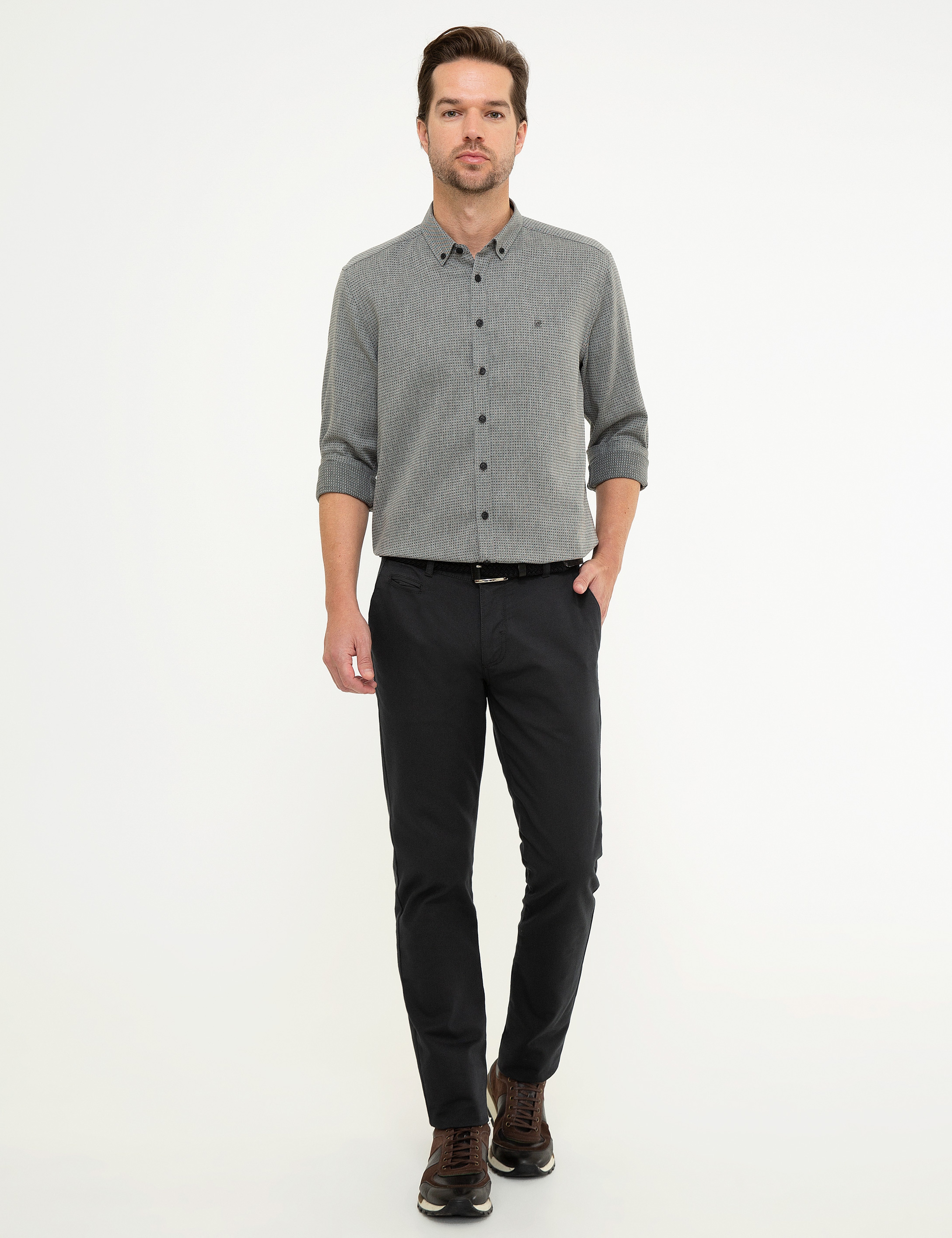 Antrasit Gri Slim Fit Gömlek - Image 4
