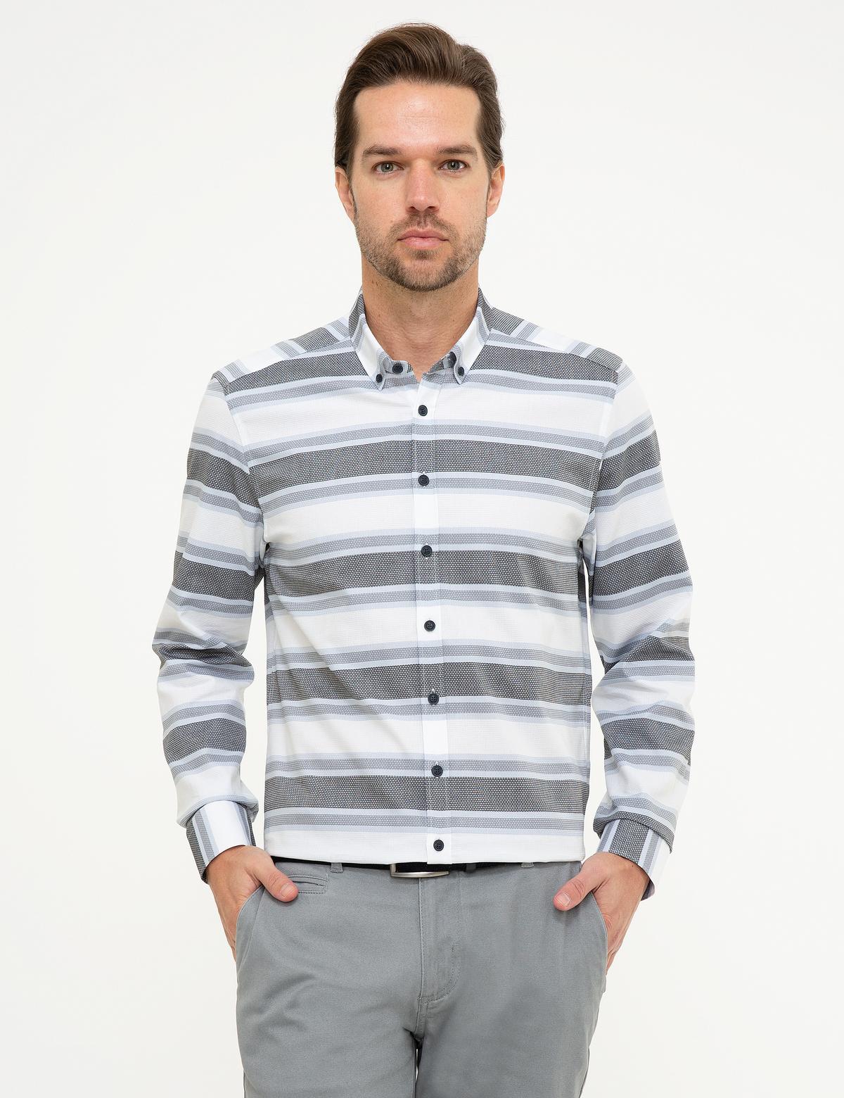 Lacivert Slim Fit Uzun Kollu Gömlek - 50219468015