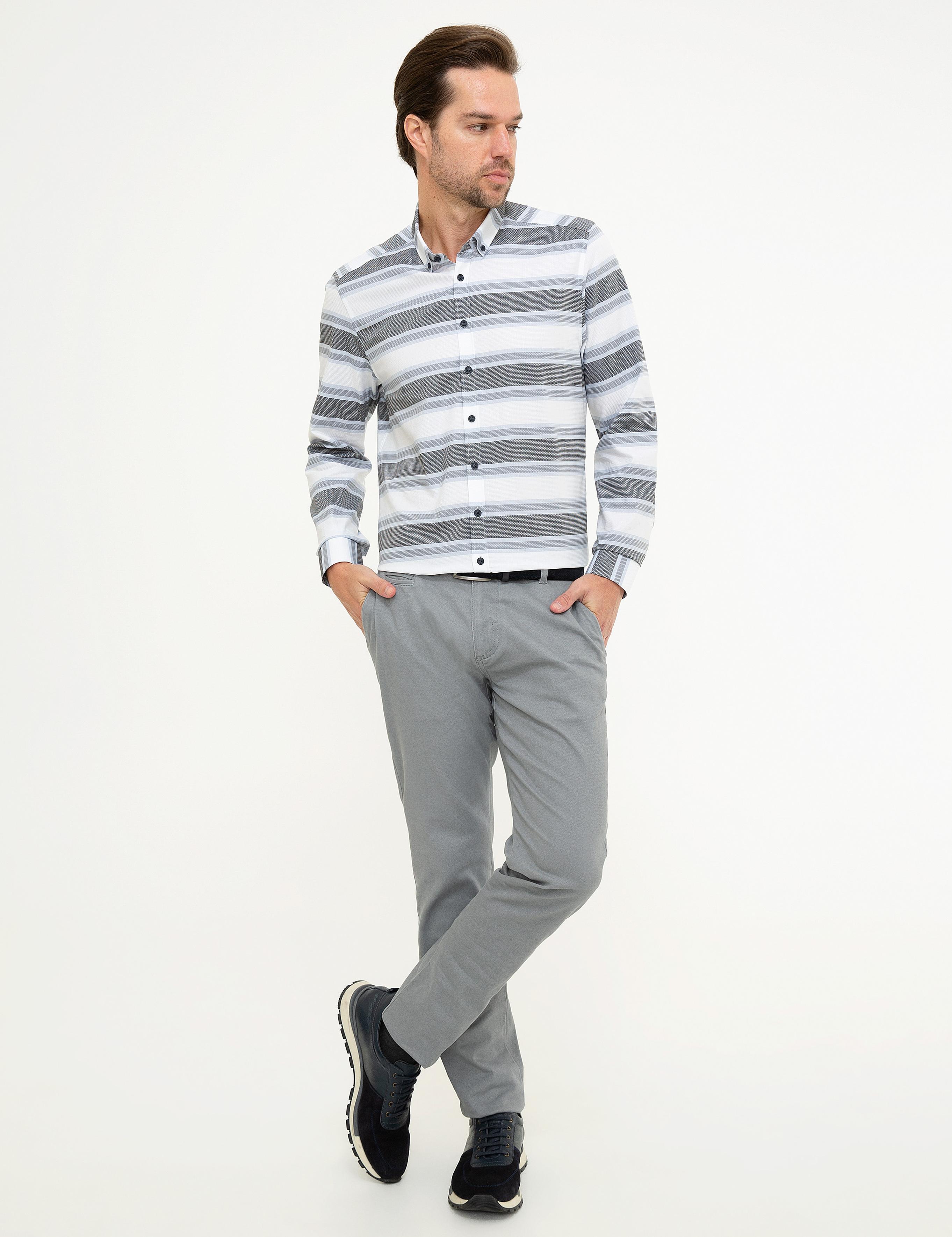 Lacivert Slim Fit Uzun Kollu Gömlek