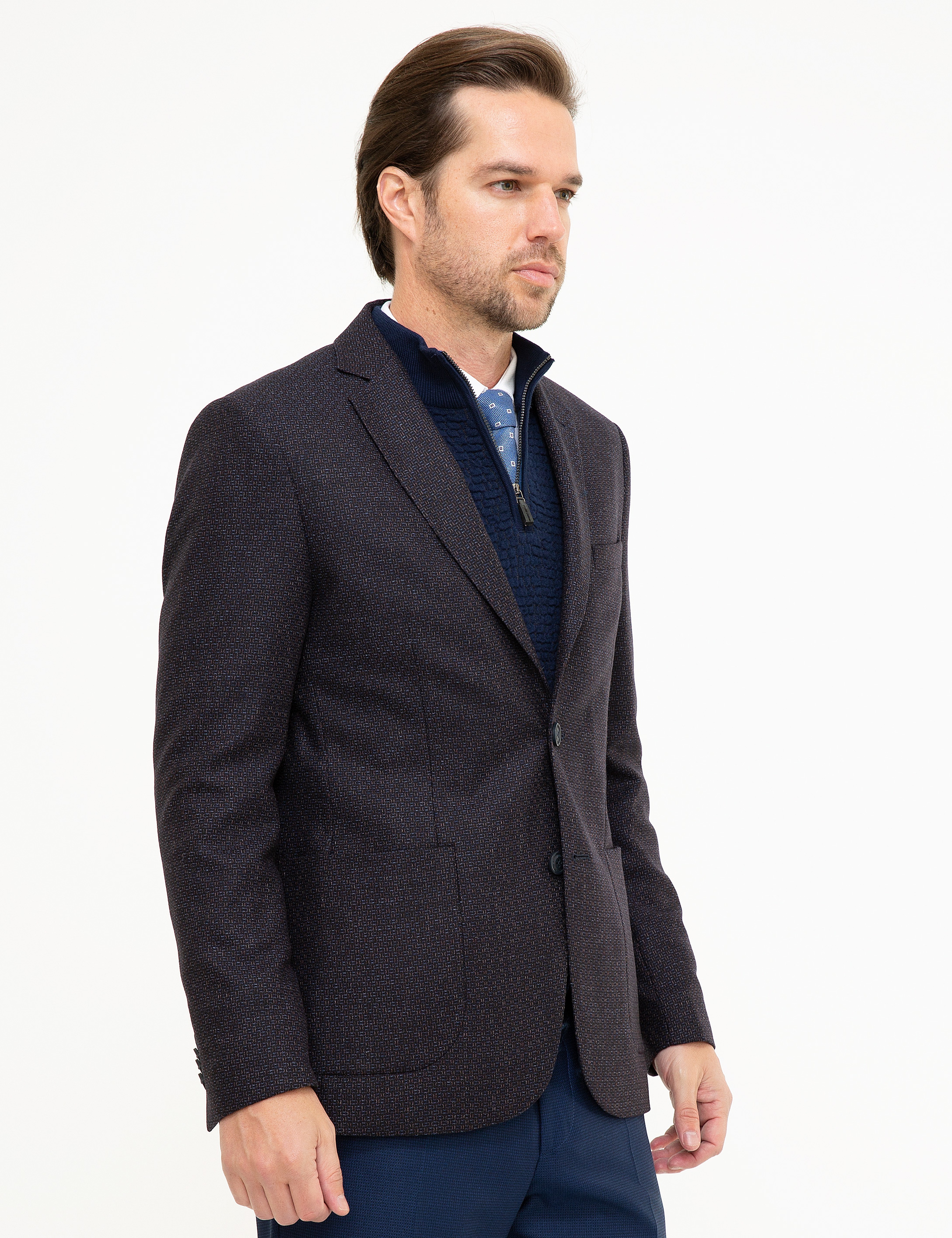 Lacivert Slim Fit Ceket - Image 3