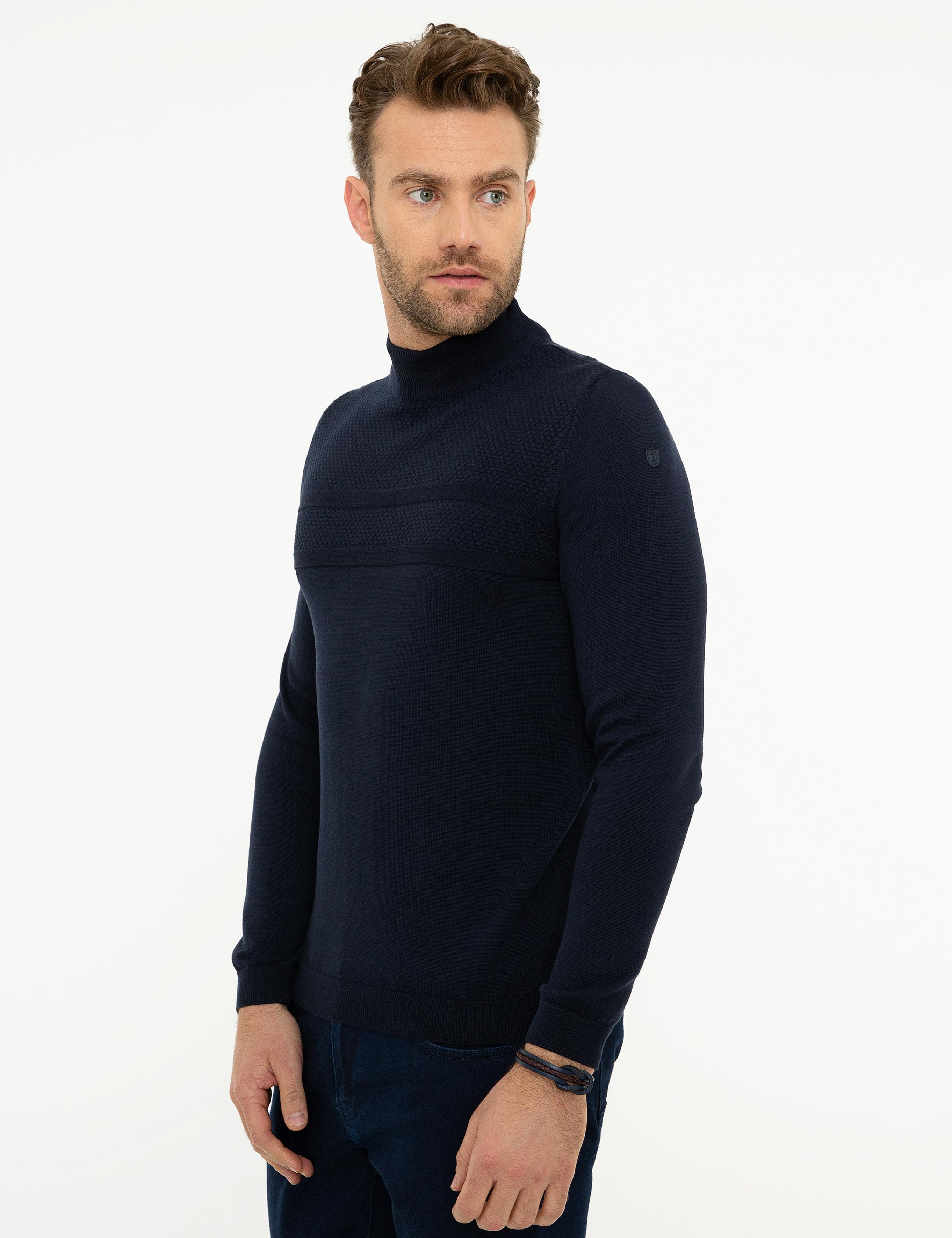 Koyu Lacivert Slim Fit Kazak