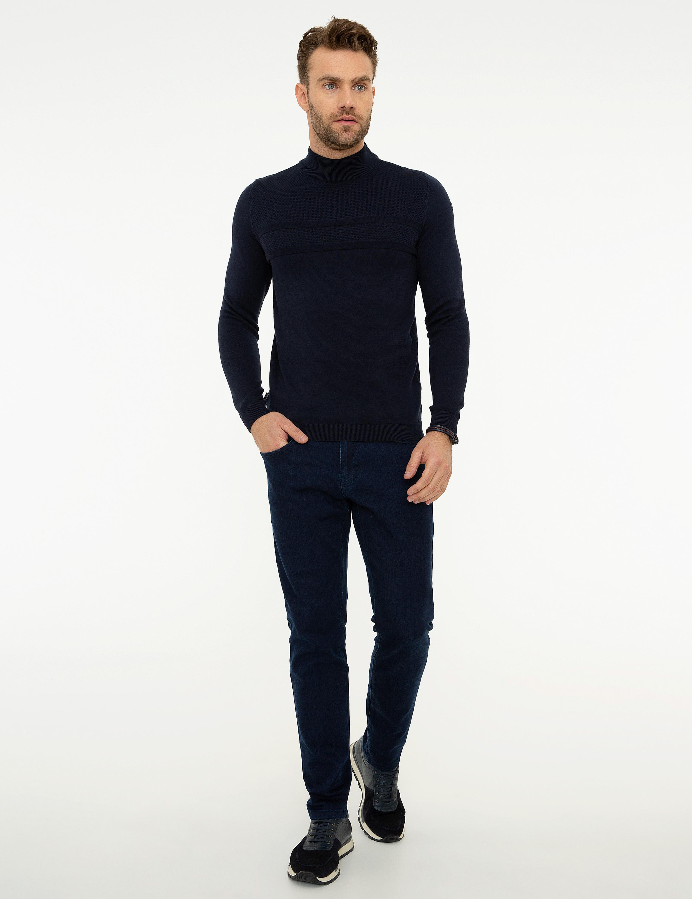 Koyu Lacivert Slim Fit Kazak